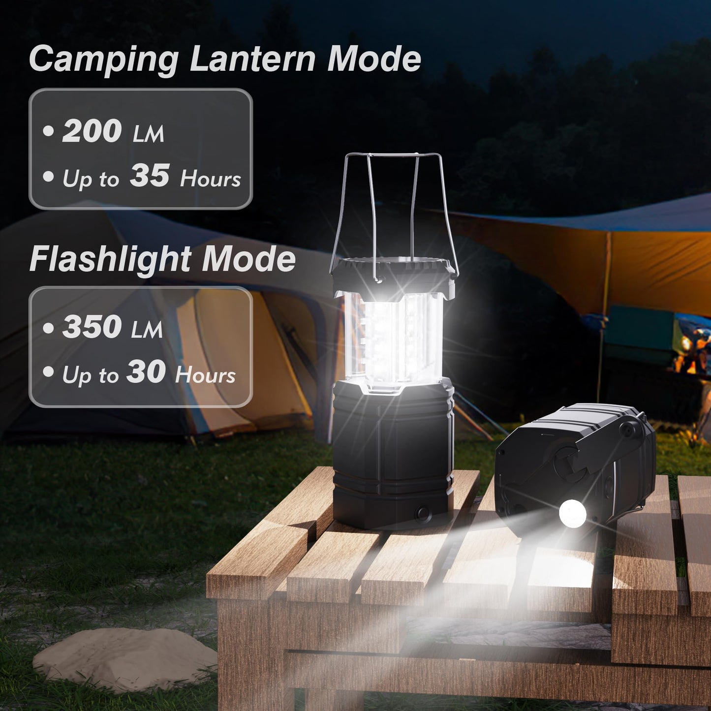 Mesqool 3000 Large Capacity Hand Crank Solar Camping Lantern, Ultra Bright LED, USB Charger, Black, Model CL1000