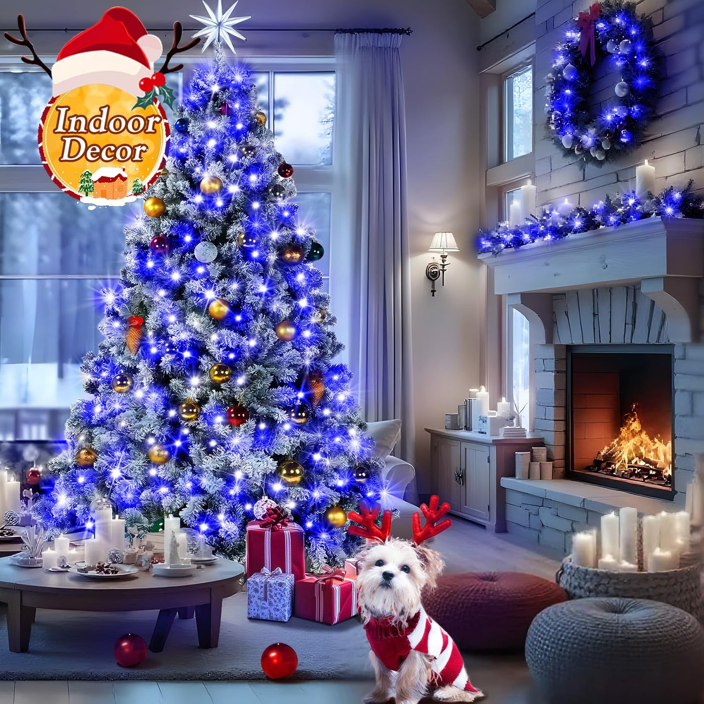 KNONEW LED String Lights - 403FT 1000 LEDs, Waterproof, 8 Modes & Timer, Blue, Model 68KN-168LIG-NIU, for Outdoor Christmas Decorations