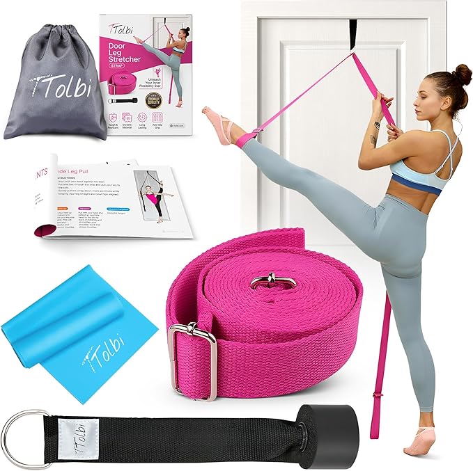 Stretching Strap with Door Anchor & Resistance Band – Leg Stretcher for Improving Flexibility & Splits – Ideal for Ballet,...