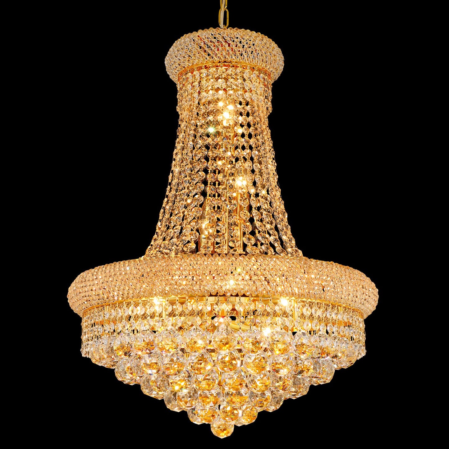 Gifarich Crystal Chandeliers For Dining Room Light Fixture Empire Style K9 Crystal Chandeliers For Entryway 12 Lights Gold stylish Lighting Fixtures For Living Room Stairway Bedroom Foyer D22 Inch