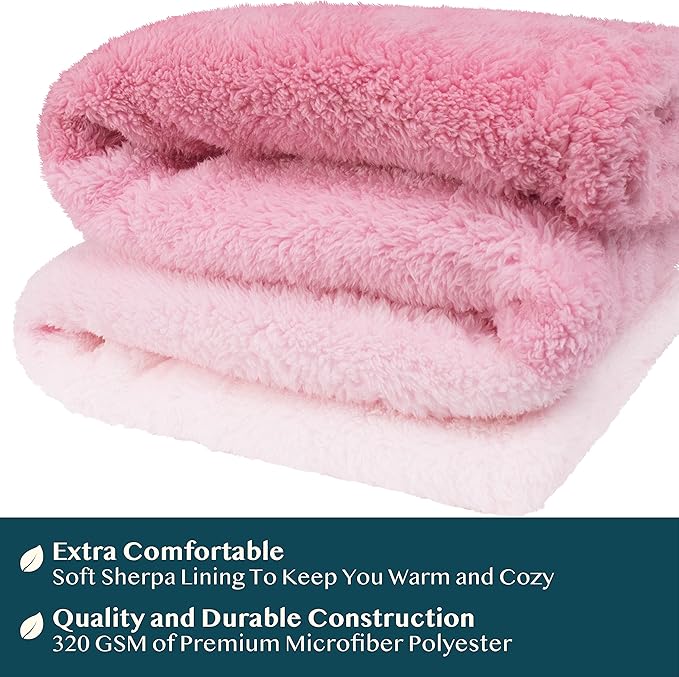 PAVILIA Fluffy Sherpa Throw Blanket Ombre | Gradient Plush, Soft, Fuzzy, Decorative Accent Throw Blanket for Couch Sofa Bed | Cozy Warm Decorative Furry Faux Fur Blanket, 50x60 Inches Pink