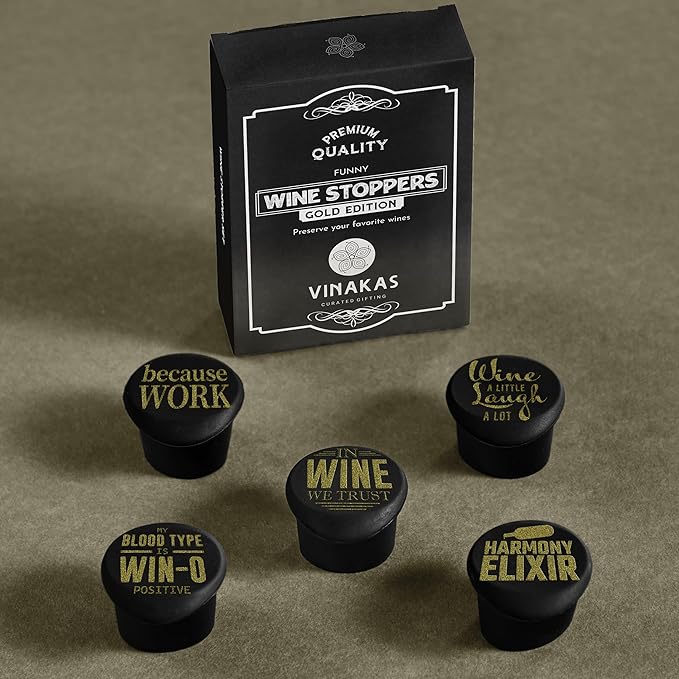 Silicone Wine Bottle Stopper Set – Funny Wine Caps, Spill-Proof & Airtight – Wine Unique Gifts for Women, Perfect Gifts for Mom & Wine Lovers