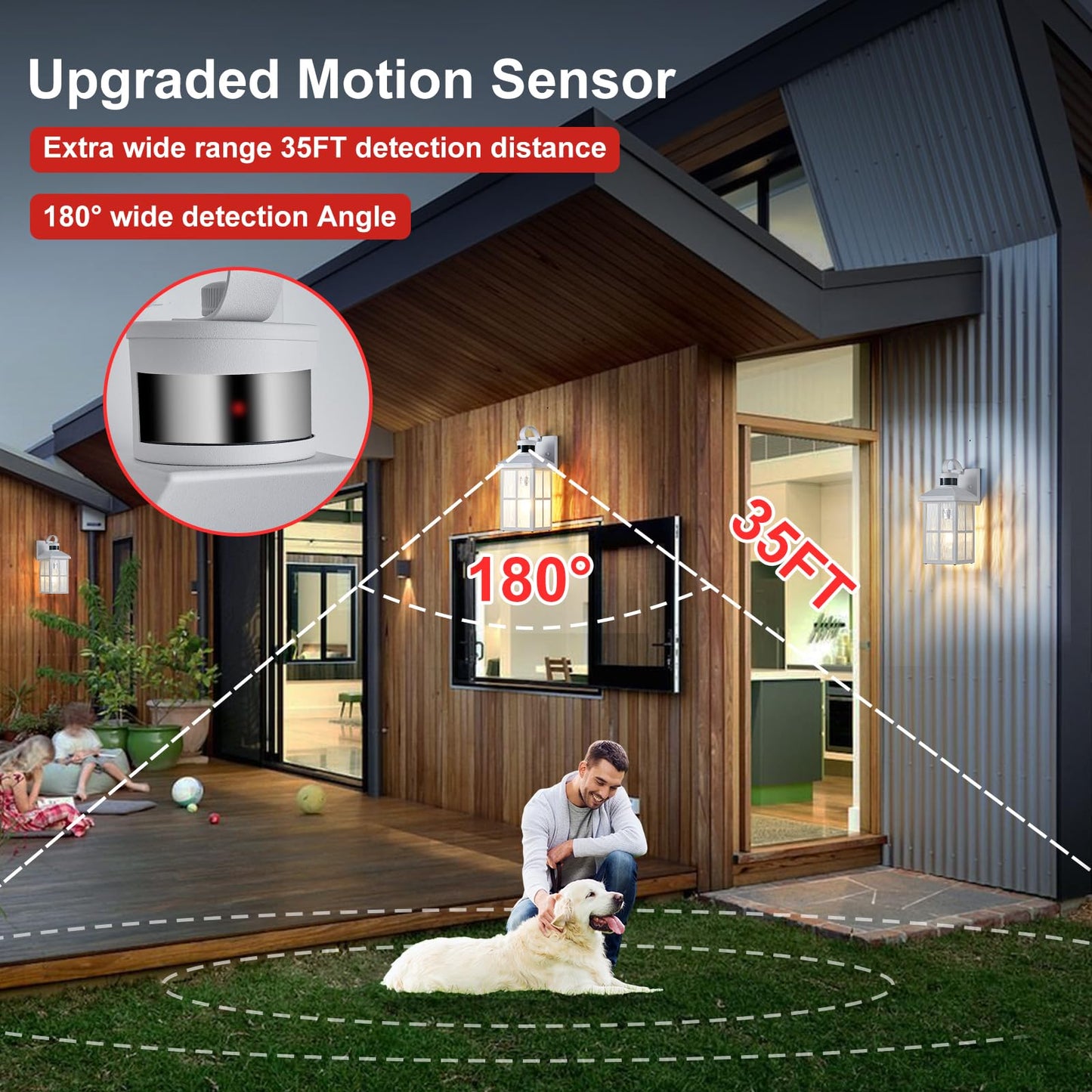 Yjxgdil Porch Lights Outdoor With Remote Control: Motion Sensor Exterior Lighting Fixtures Intelligent 3 Lighting Modes Outdoor Wall Lights Sconce Lights For House Patio Front Door Garage