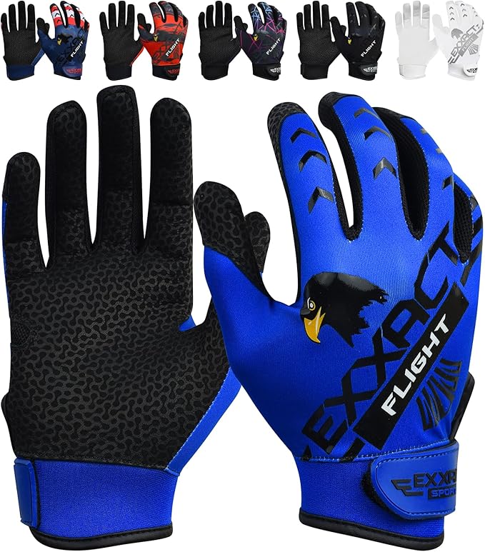 Exxact Sports Flight Baseball Batting Gloves Youth & Adult with Textured Leather Palm, Softball Batting Gloves for Women/Men