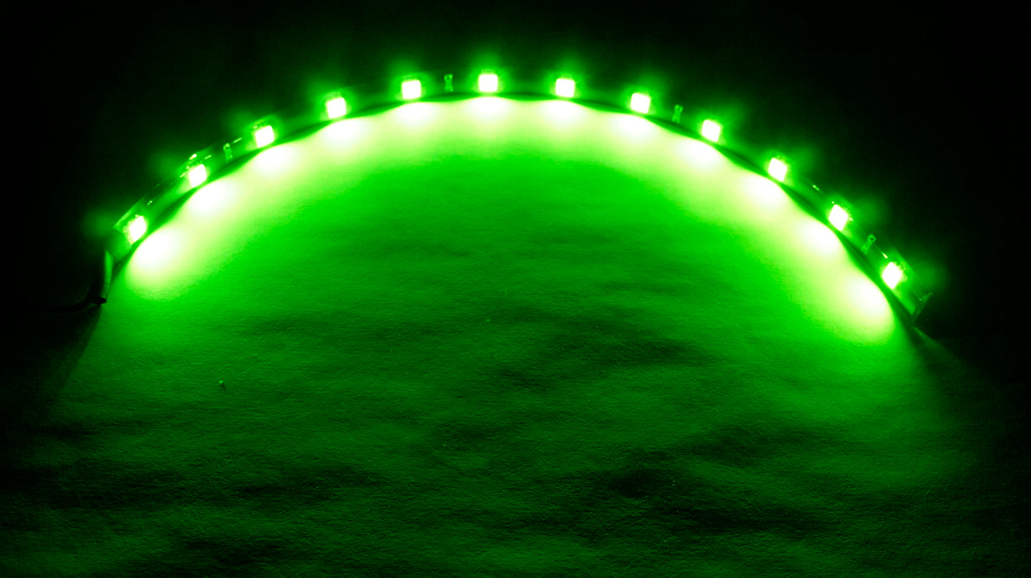 SOCAL-LED 12in Green Flexible LED Strips, Waterproof, 5050 SMD, High Power Accent Light for Car DRL Under Dash