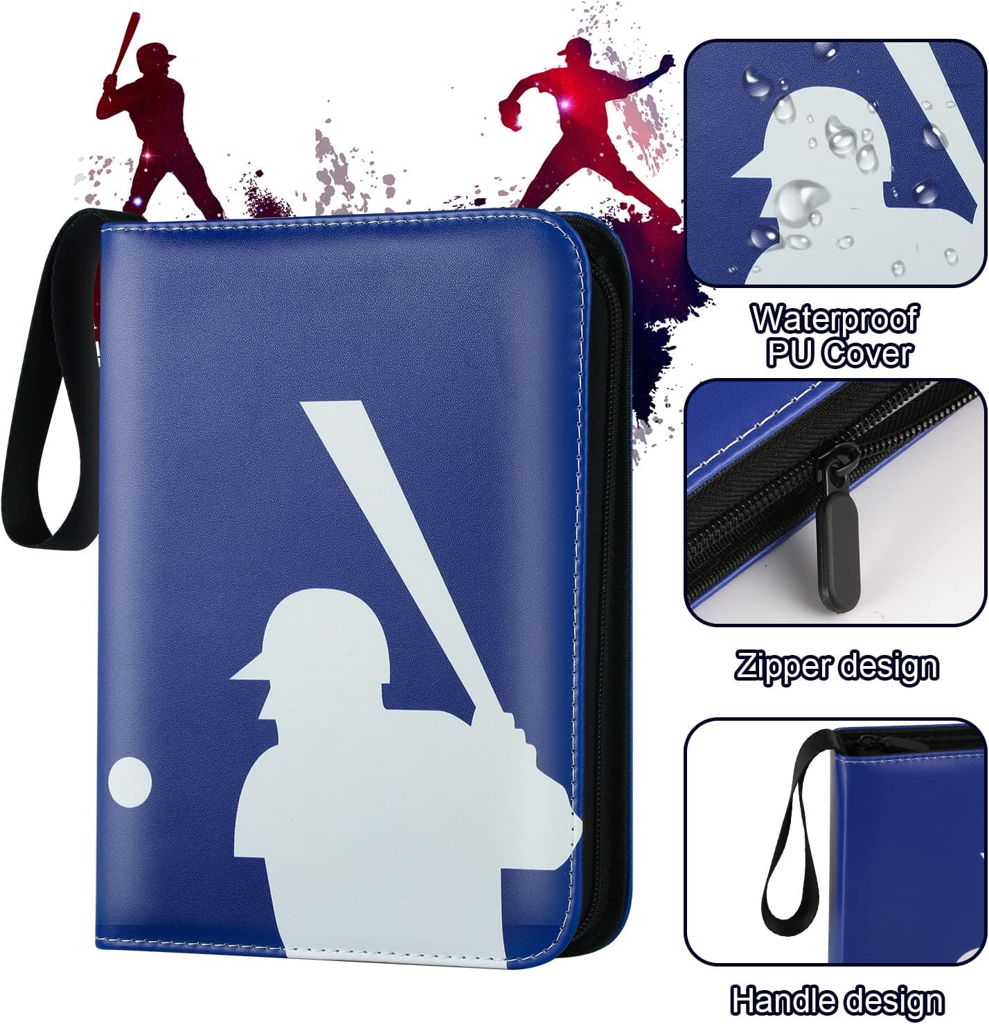 Baseball Card Binder,2024-2025 Sports Trading Card with Sleeves Holder Album,400 Pockets Baseball Card Holder Sheets Display Storage Protectors for Collectors Boys and Girls Gift,Blue