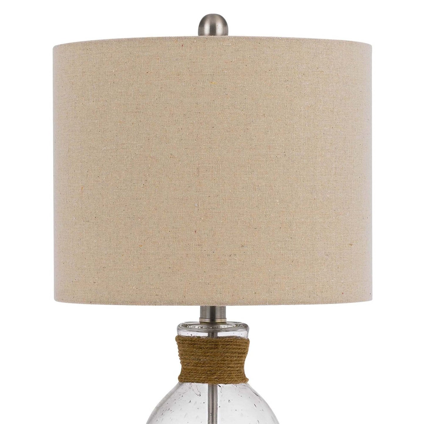 Benzara Table Lamp with Bubble Glass Body, Rope Accent, Beige, Model BM241867