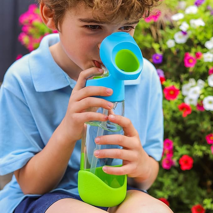 b.box 20oz Tritan Straw Bottle: Large Kids Water Bottle with Flip Straw for School, Daycare. Spill Proof, Leak Proof, Dishwasher Safe, BPA Free (Emerald Forest, 20 oz)