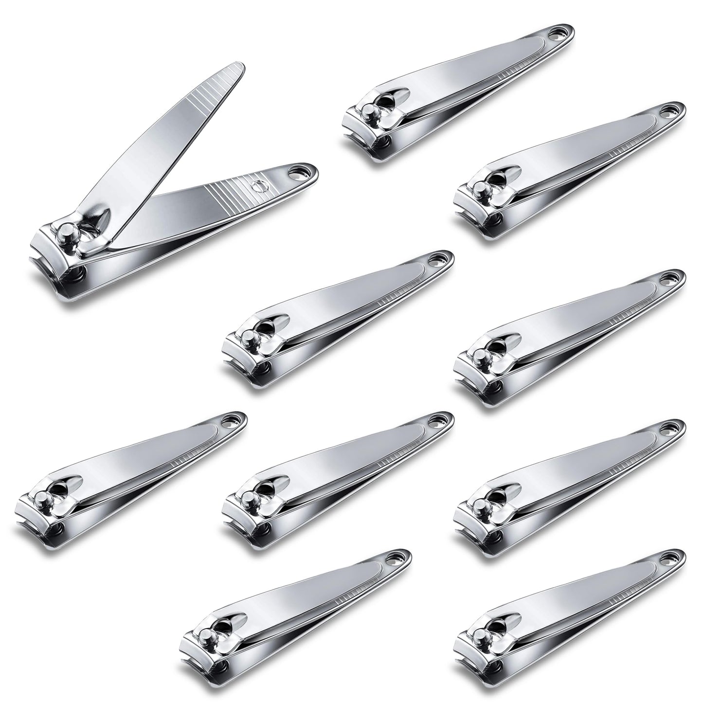 NATZERAT 10 Pieces Nail Clippers Bulk Stainless Steel Fingernail Clippers Flat Toenail Clippers Portable Travel Fingernails Poin