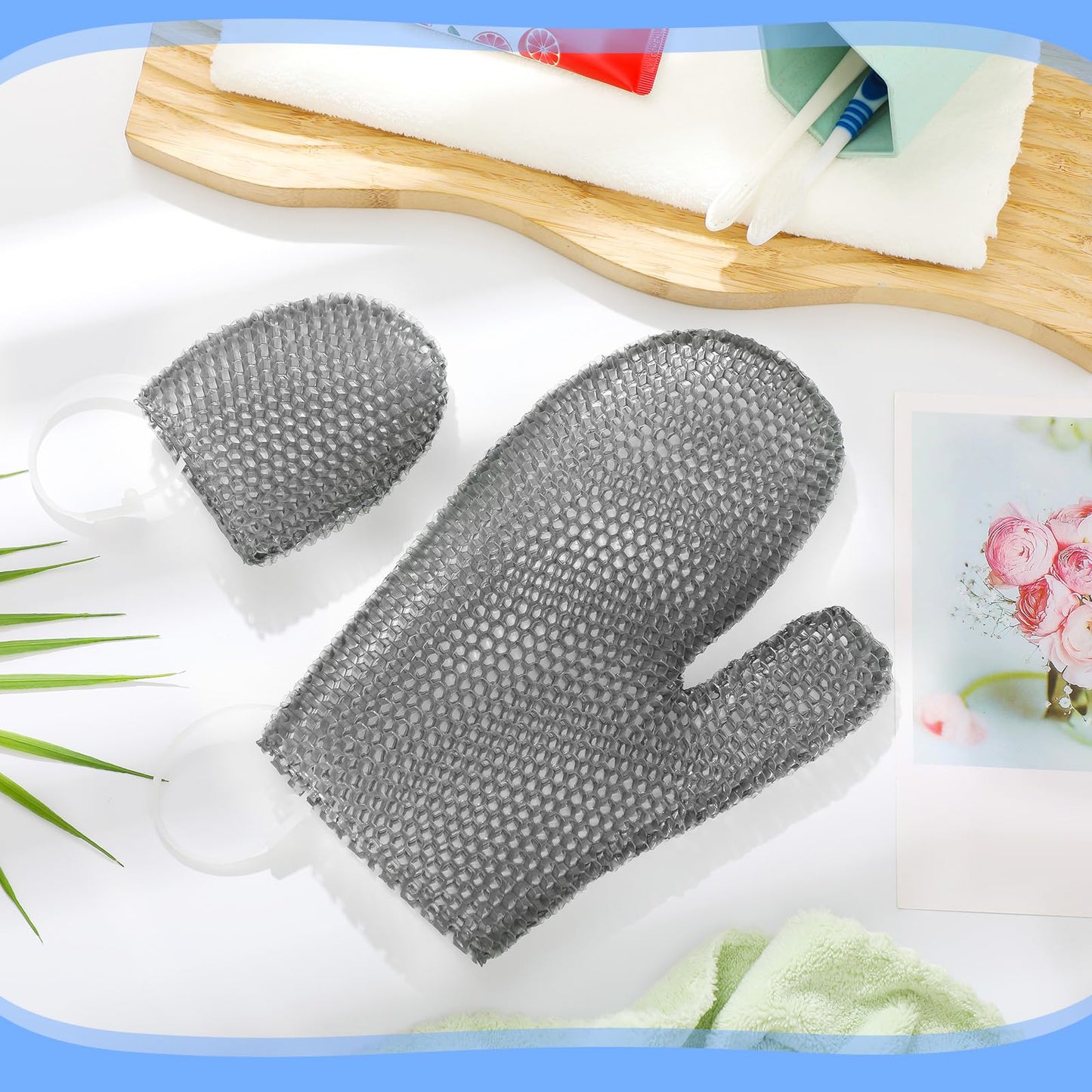 Vesici 2 Pcs Honeycomb Exfoliating Glove Set Exfoliating Bath Mitt Honeycomb Face and Body Scrubber Shower Mitt Sponges for Clea