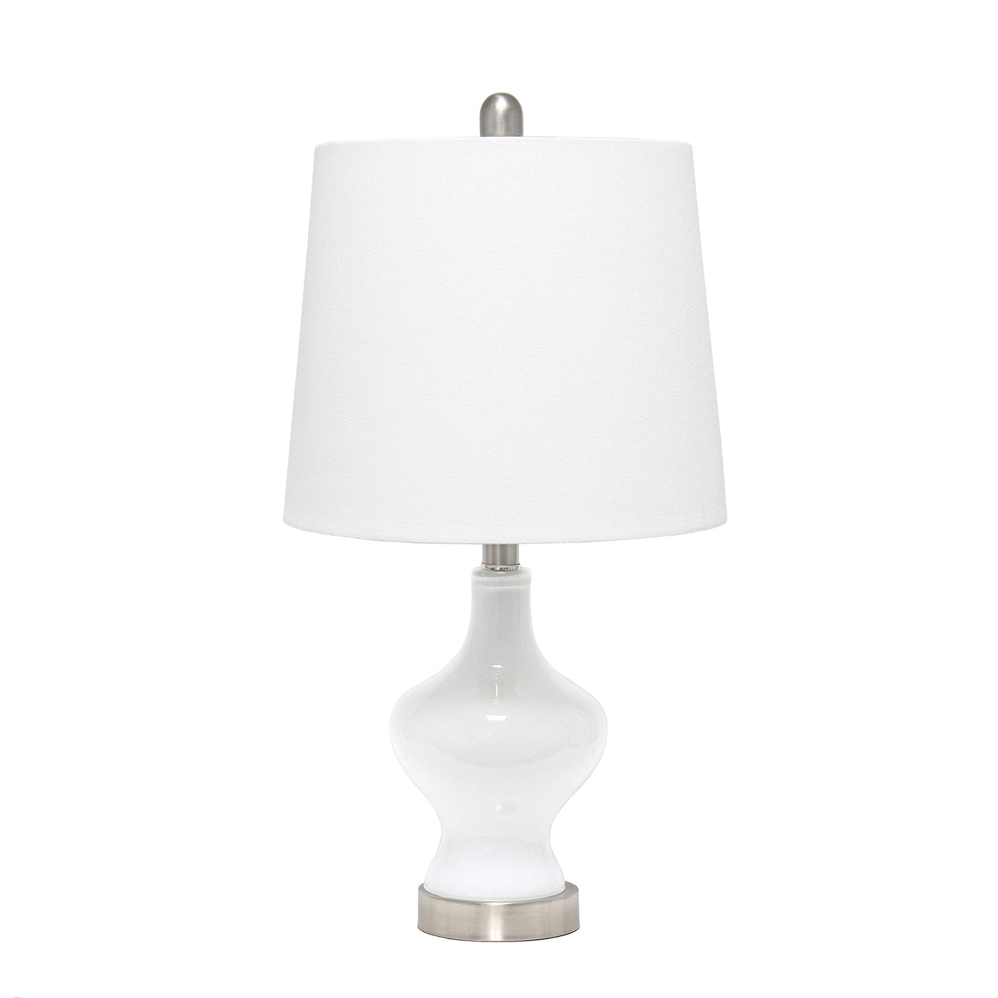 Elegant Designs Glass Table Lamp, Gourd Shaped, Model LT3317-WHT, White