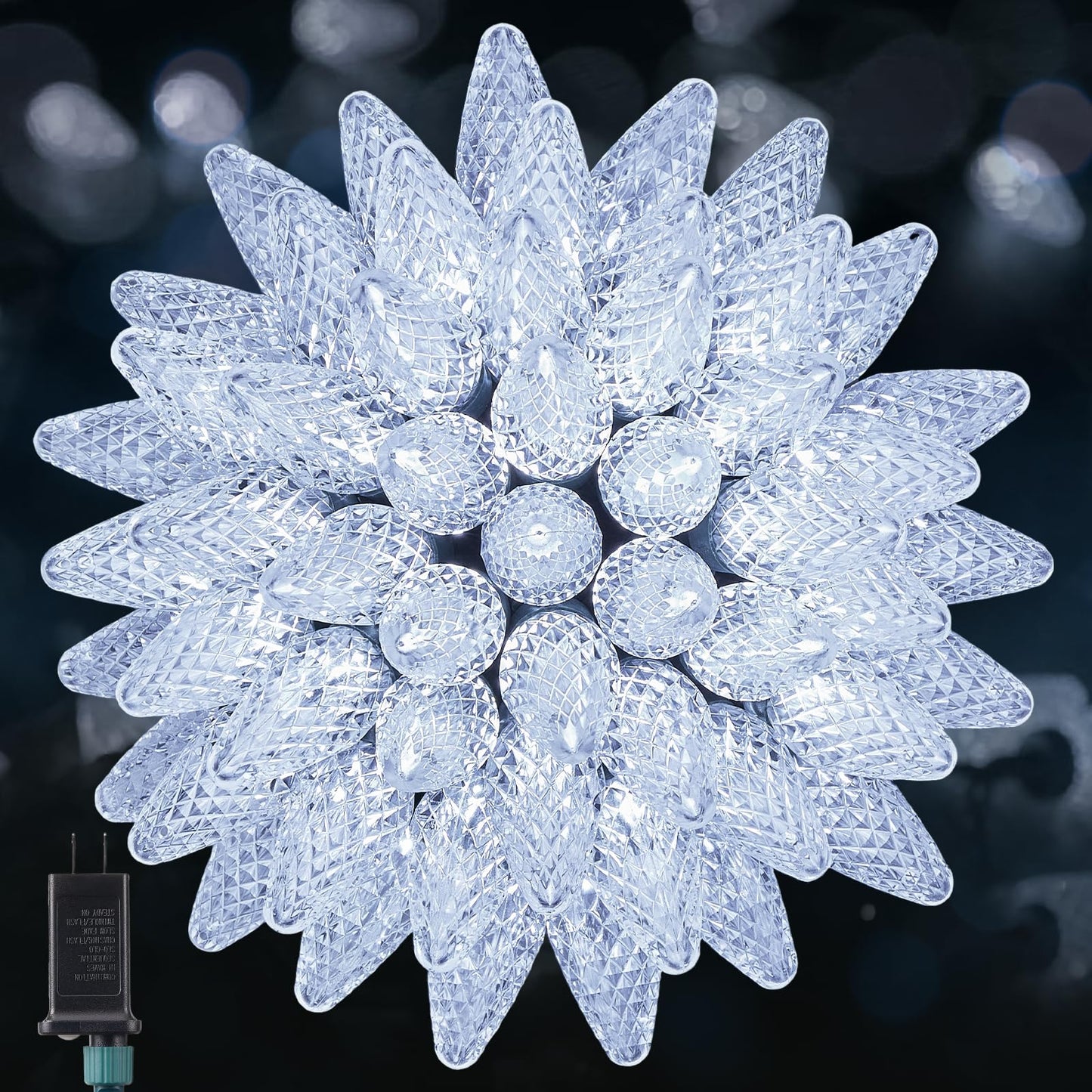 C9 Led Christmas Lights Outdoor  33 Ft 50 Led C9 String Lights  8 Modes & Timer Connectable Waterproof For Christmas Tree Light Indoor Outdoor Roofline Patio Outside Garden Yard Xmas Decoration  White