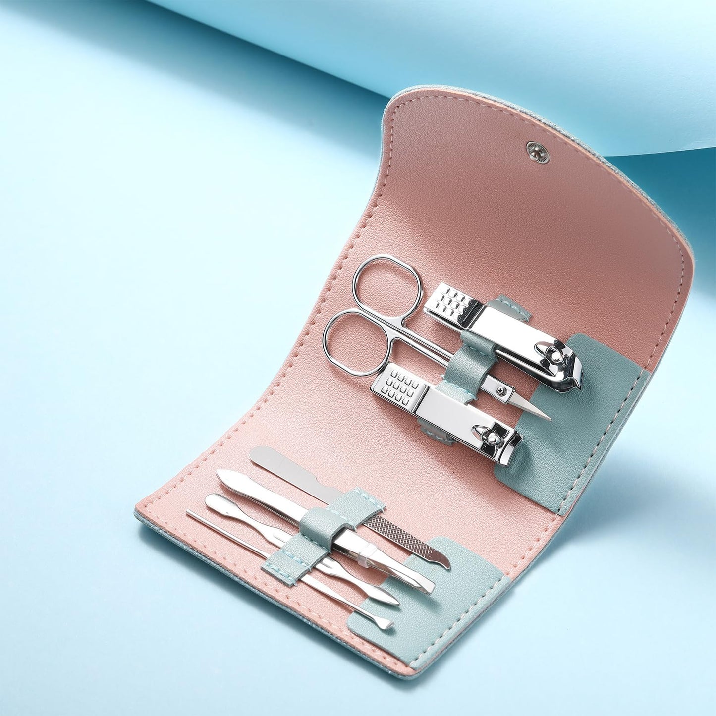 Lanties 12 Set Manicure Set Bulk Mini Manicure Nail Clipper Kit 7 in 1 Stainless Steel Professional Nail Care Pedicure with Trav