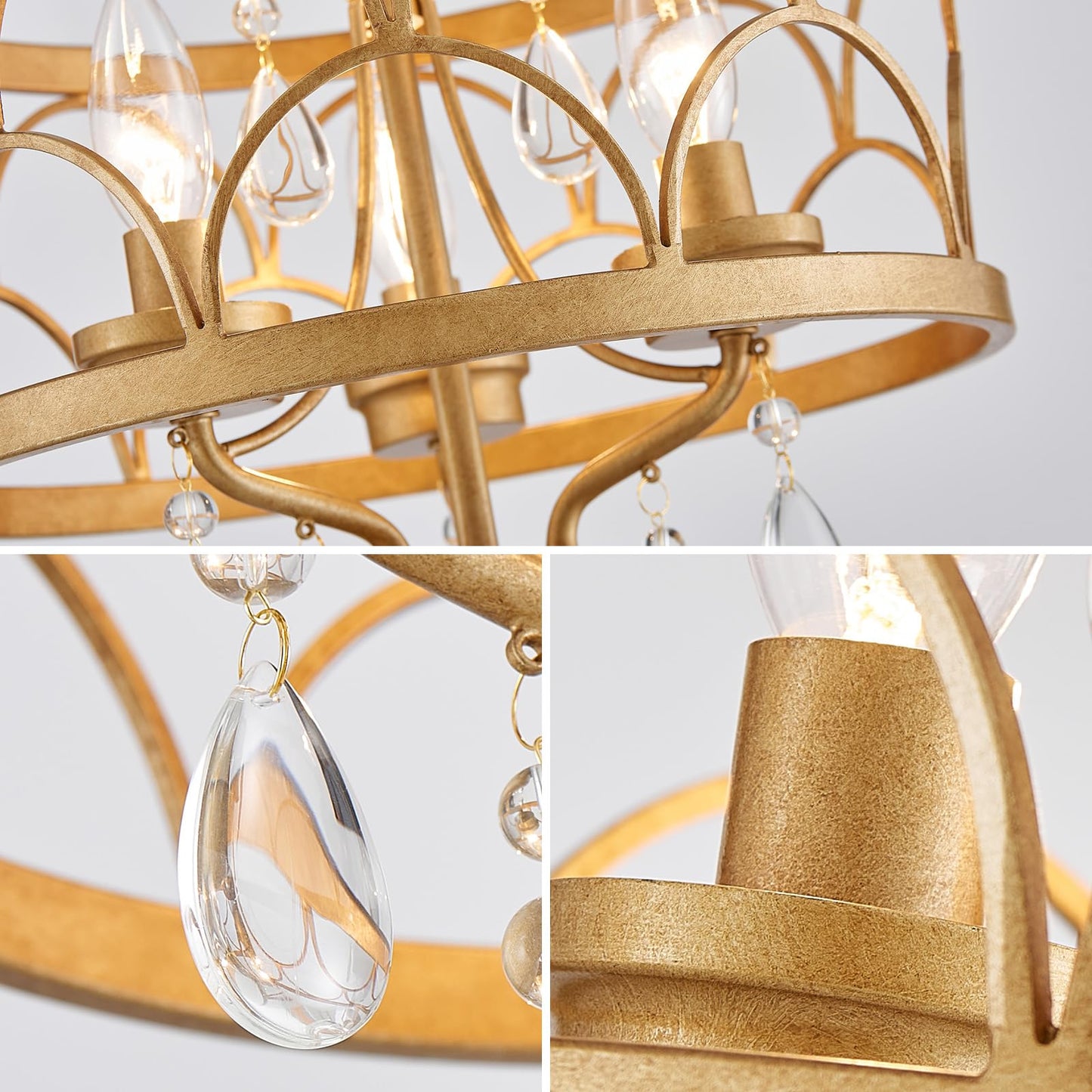 Crystal Ceiling Light Fixture  Modern Small Chandelier Light Fixture  Farmhouse Gold Semi Flush Mount Ceiling Light  Round Hallway Lighting Fixtures For Bedroom Entryway Closet Dining Room Living Room