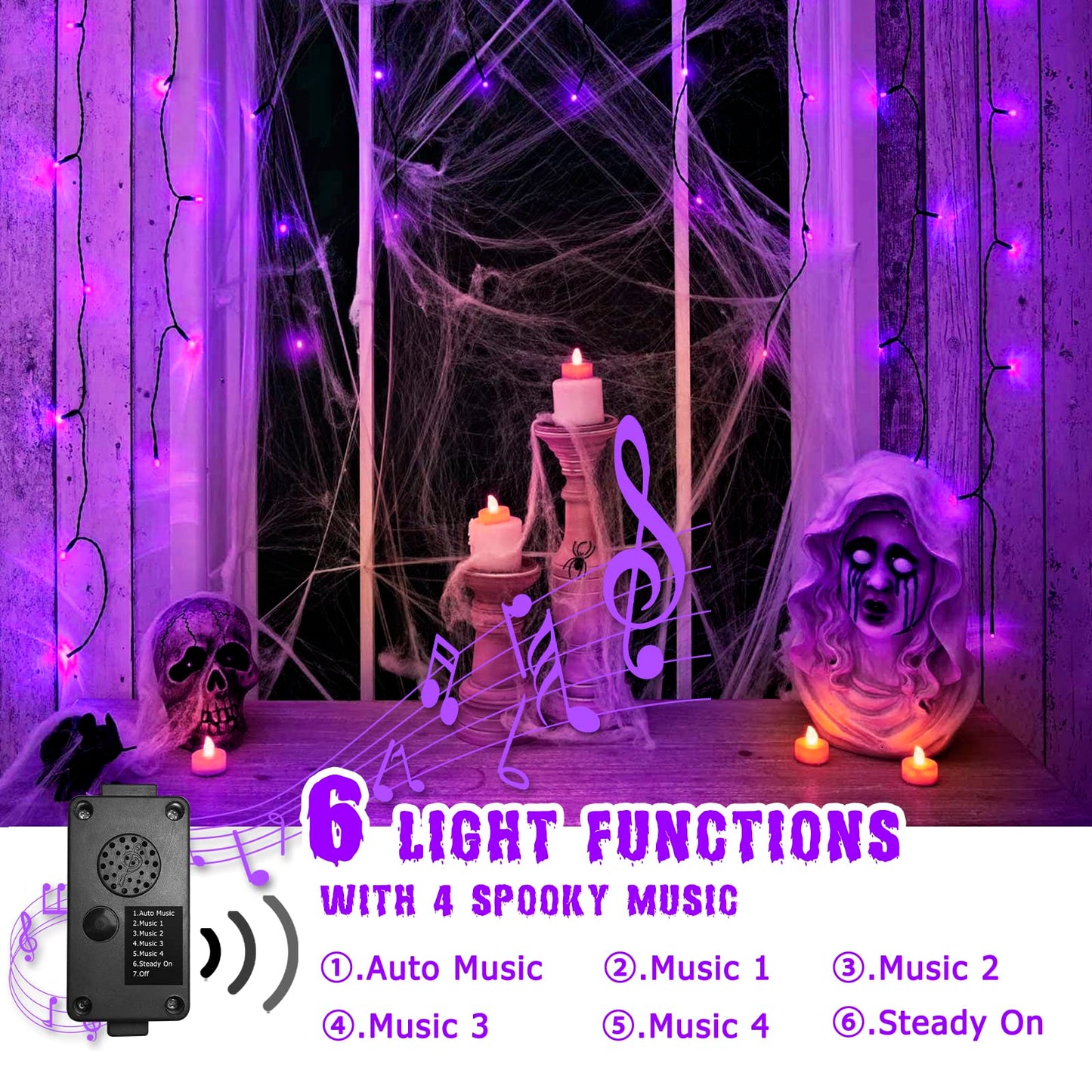 PEIDUO Purple String Lights, 82 FT 200 LED, Motion Sensor, Twinkle Fairy Lights for Halloween Indoor/Outdoor Decor