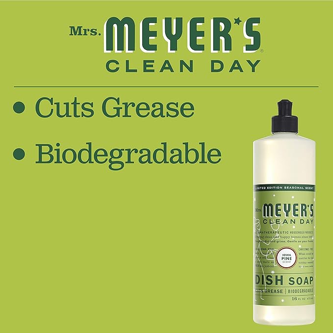 MRS. MEYER'S CLEAN DAY Liquid Dish Soap, Biodegradable Formula, Limited Edition Iowa Pine, 16 fl. oz