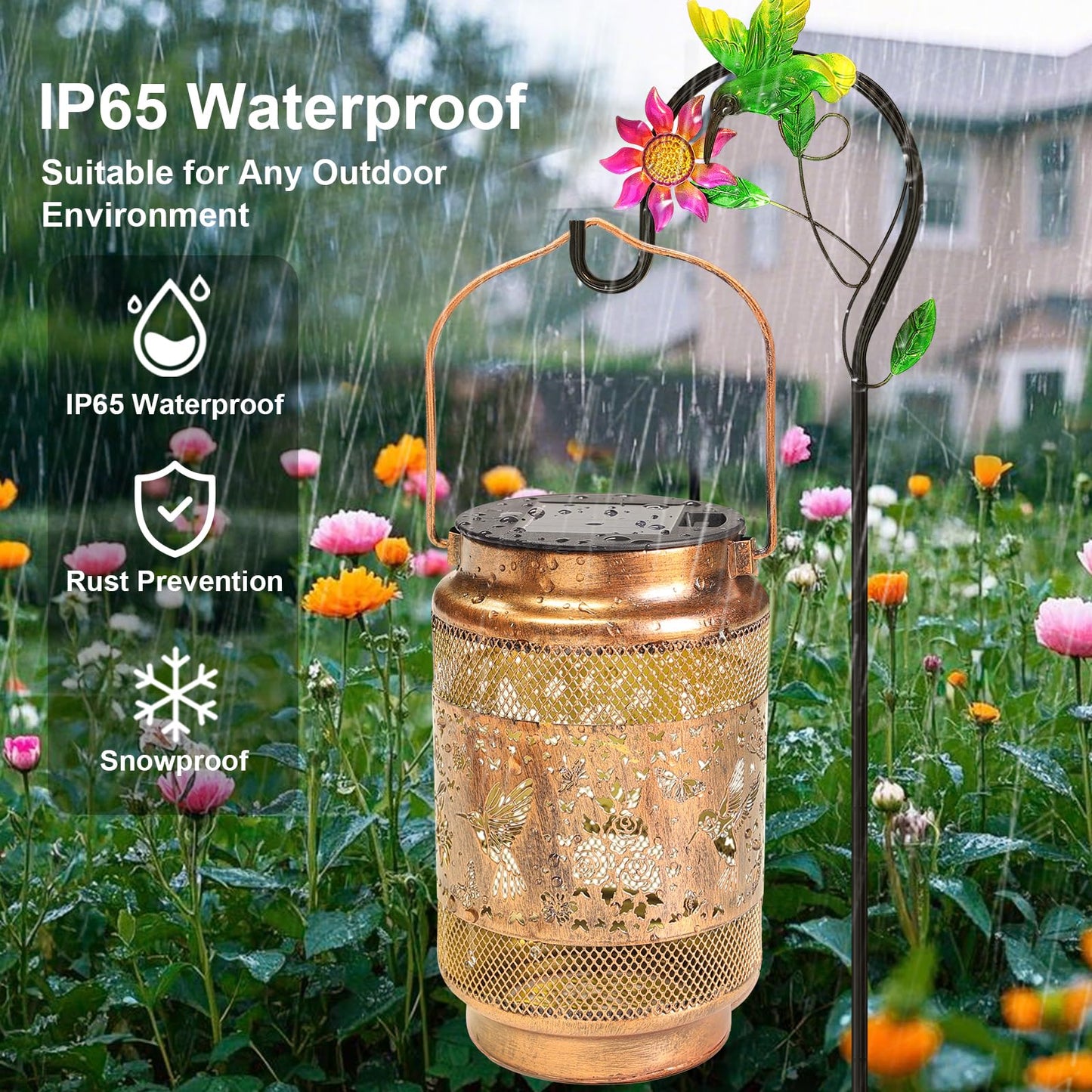 2 Pack Hummingbird Solar Lanterns Outdoor Waterproof Solar Garden Decor  Birthday Gifts For Christmas Women Mom Grandma  Metal Hanging Lights With Shepherd Hook For Yard Patio Pathway Backyard Porch