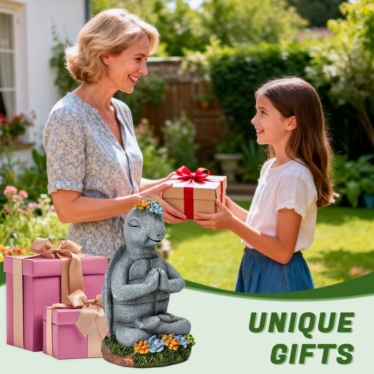 Pohabery Solar Turtle Decor Garden Turtle Figurines With Led Light Birthday Gifts For Women Turtle Outdoor Decor For Patio Yard Garden Home Decor