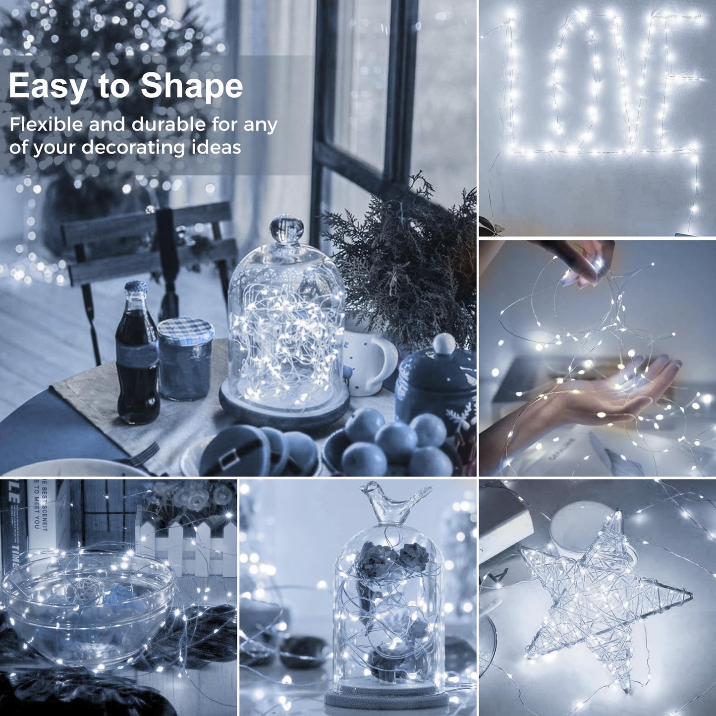 Kolpop 6 Pack Led Fairy Lights, Battery Operated, Waterproof Mini Twinkle String Lights, Cool White For Christmas Party Decor