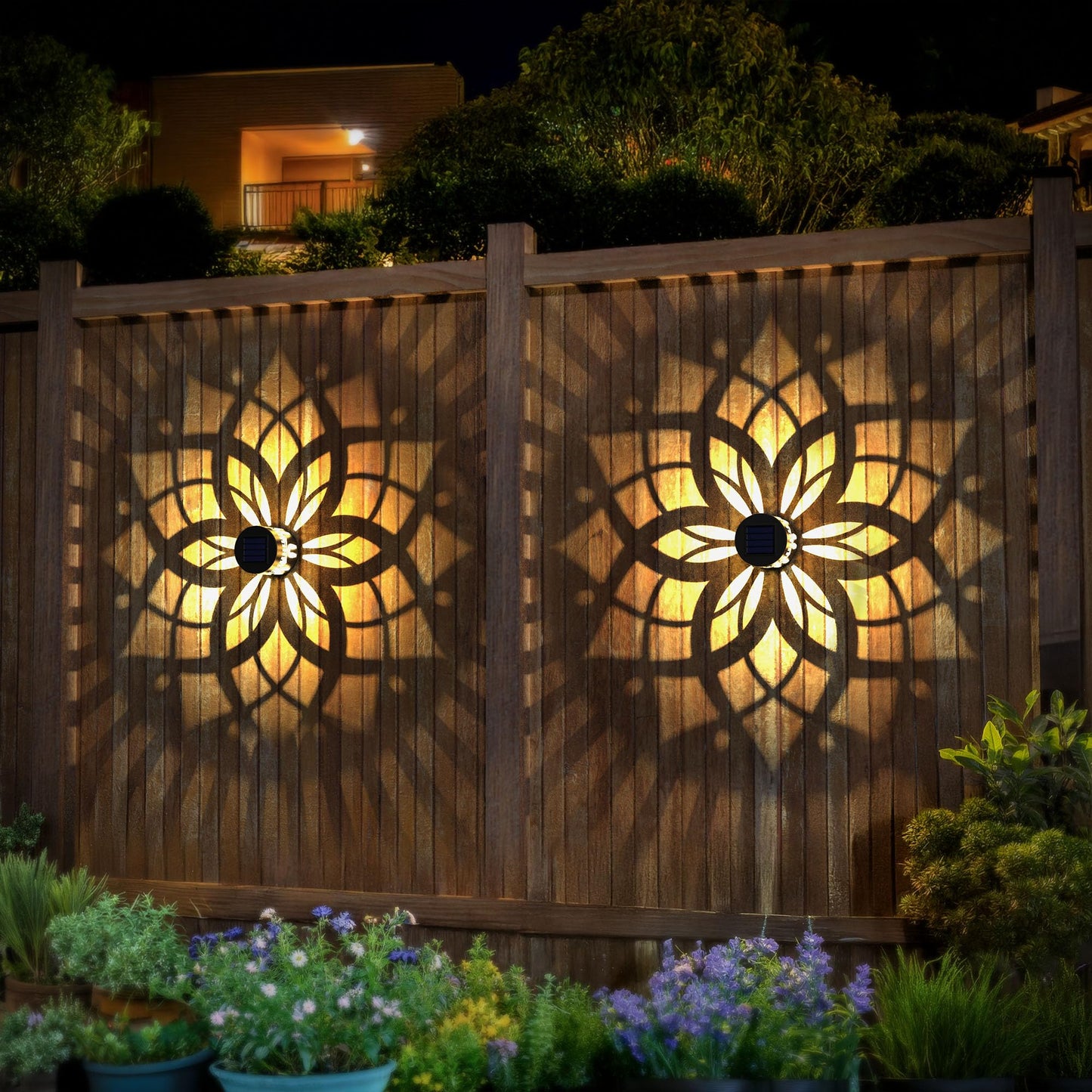 4 Pack Solar Fence Lights Metal Solar Powered Outdoor Wall Deck Step Lights Mandala Theme Waterproof Fence Light For Garden Post Patio Backyard Yard Decor  Gardening Gifts For Women Mom Grandma
