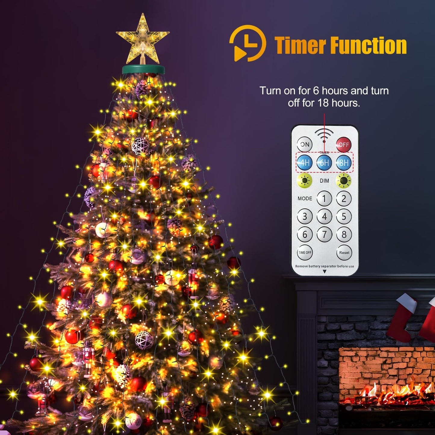 Amipepe Solar Christmas Tree Lights With Star Topper  410 Led 6.6Ft X 16 Lines Christmas String Lights With 8 Models Timer Remote  Waterfall Tree Lights Usb Powered For Xmas Tree  Warm White