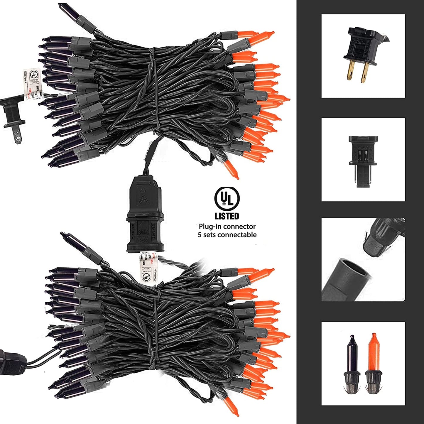 Tw Shine 20Ft Purple And Orange Halloween Mini String Lights, 100 Count, Waterproof Indoor/Outdoor Decor, Model Zf-100-2/Sb
