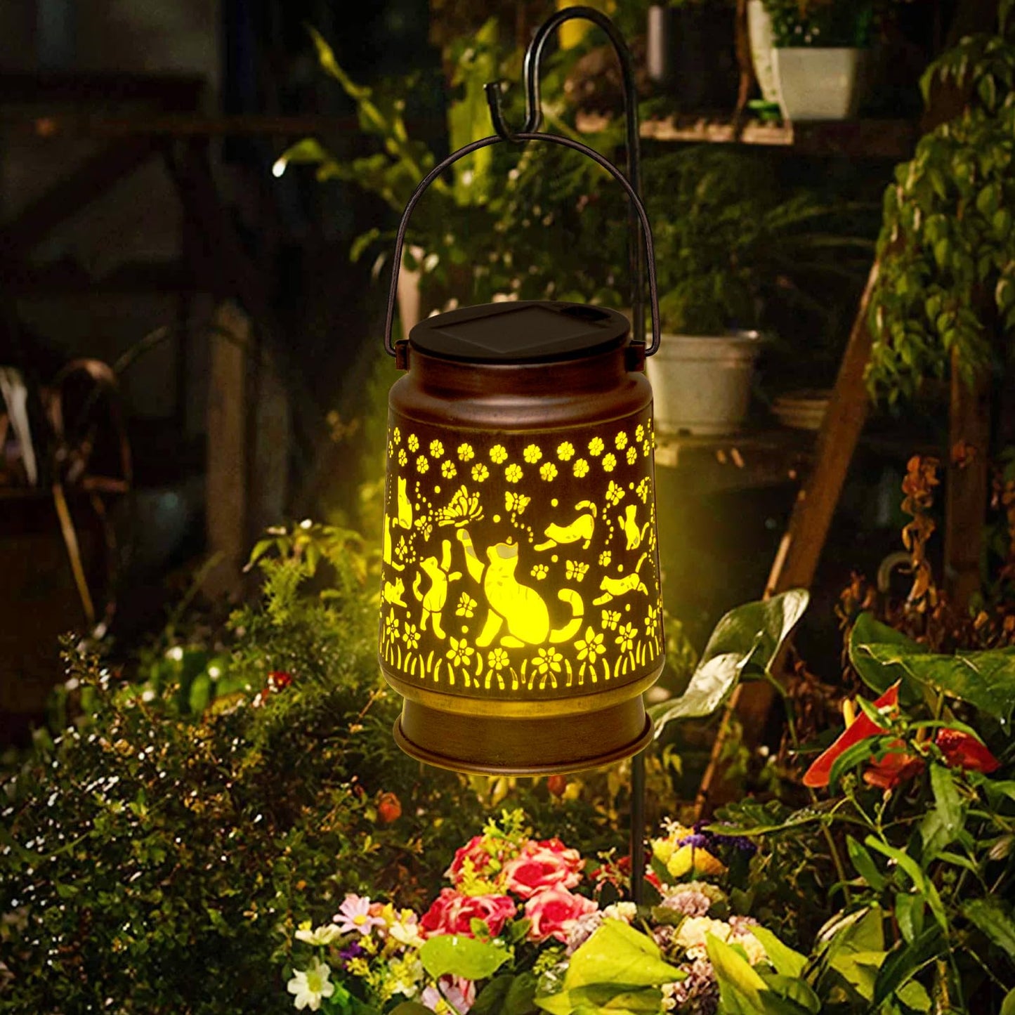 Cat Lover Gifts For Mom/Women//Grandma/Sister Cat Solar Light Gifts Mother Day Gift Solar Lanterns Outdoor Waterproof Cat Lights Led Mason Jar Hanging Lamps Decor For Garden Yard Patio