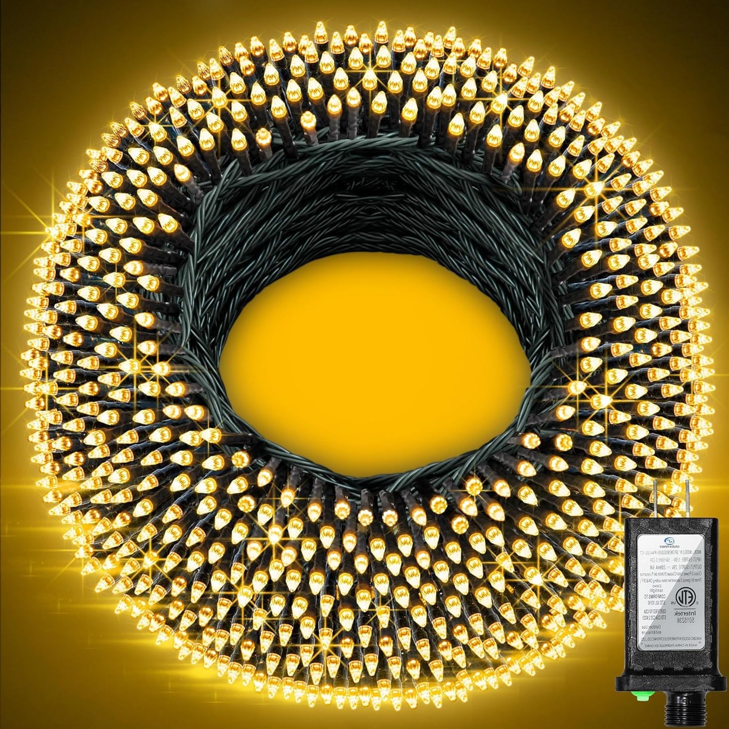 340 Led 90Ft Christmas String Lights Outdoor  12 Pro Modes And Timer Memory & Brightness  Plug In Waterproof Dark Green Wire Twinkle Light For For Xmas Yard Tree Wedding Party Decor (Warm White)