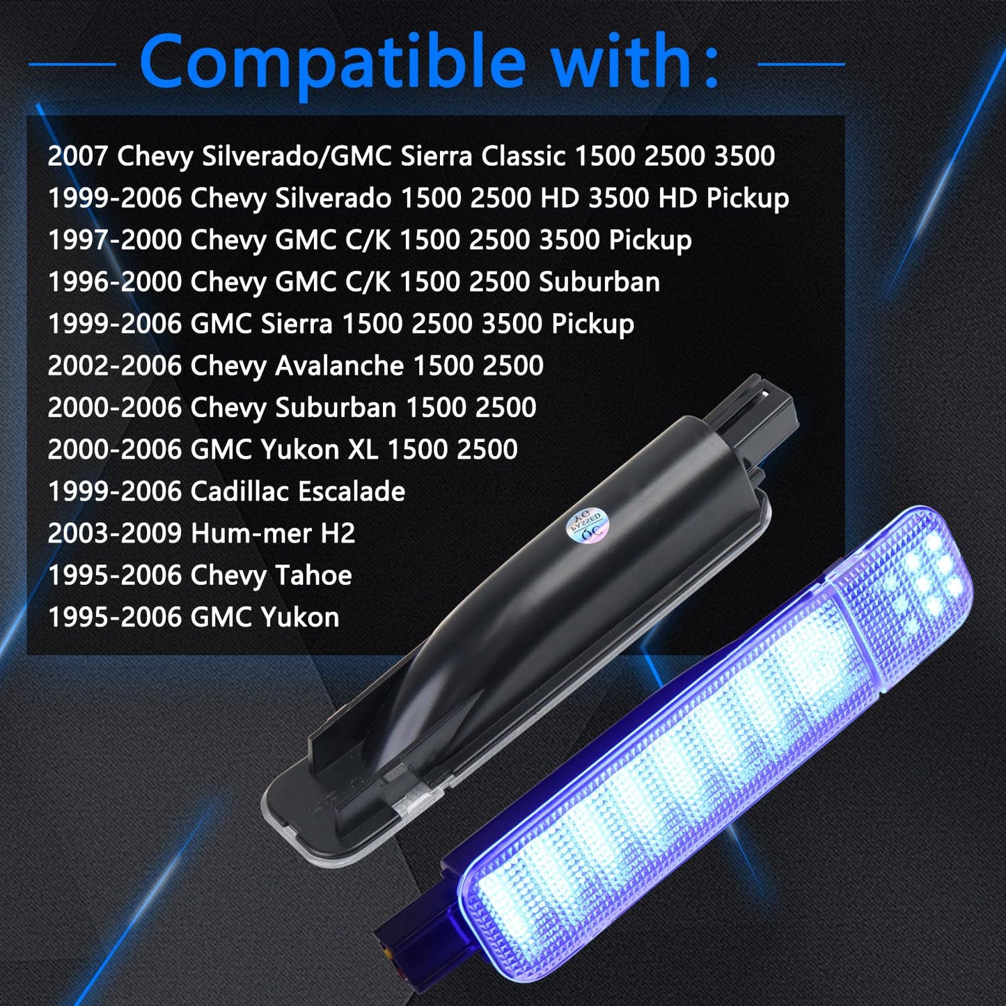 Afeisol Led Side Door Panel Lights Courtesy Light Fit For Chevy Sierra Gmc C/K  Yukon Silverado 1500 2500 3500 Avalanche  Suburban  Hum-Mer H2 4Pcs Car Interior Doors Panel Lighting Blue