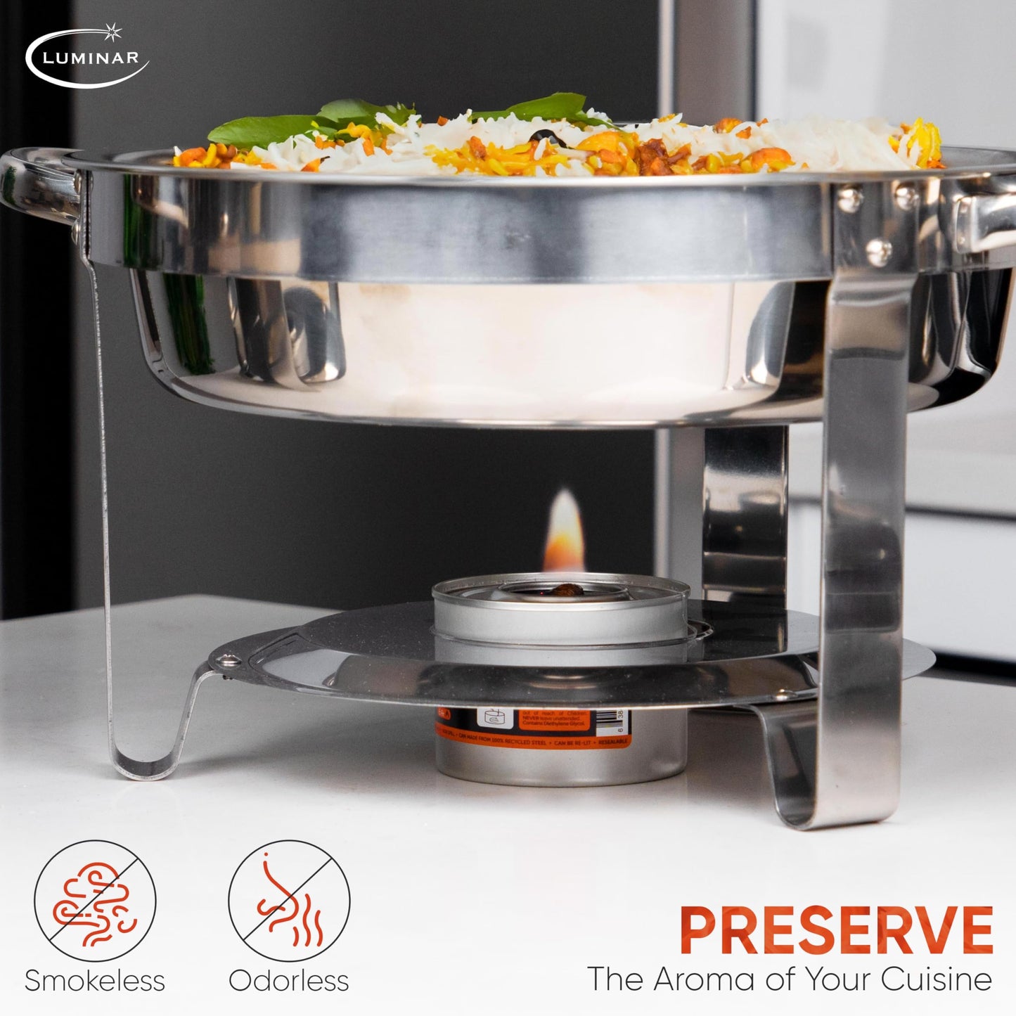 Luminar Resealable-Wick Chafing Fuel Cans, 24 Pack, 4 Hour - Premium Quality Burners for Food Warmers - No More Spills, Waste, or Hassle - Perfect for Convenient, and Long-Lasting Event Catering