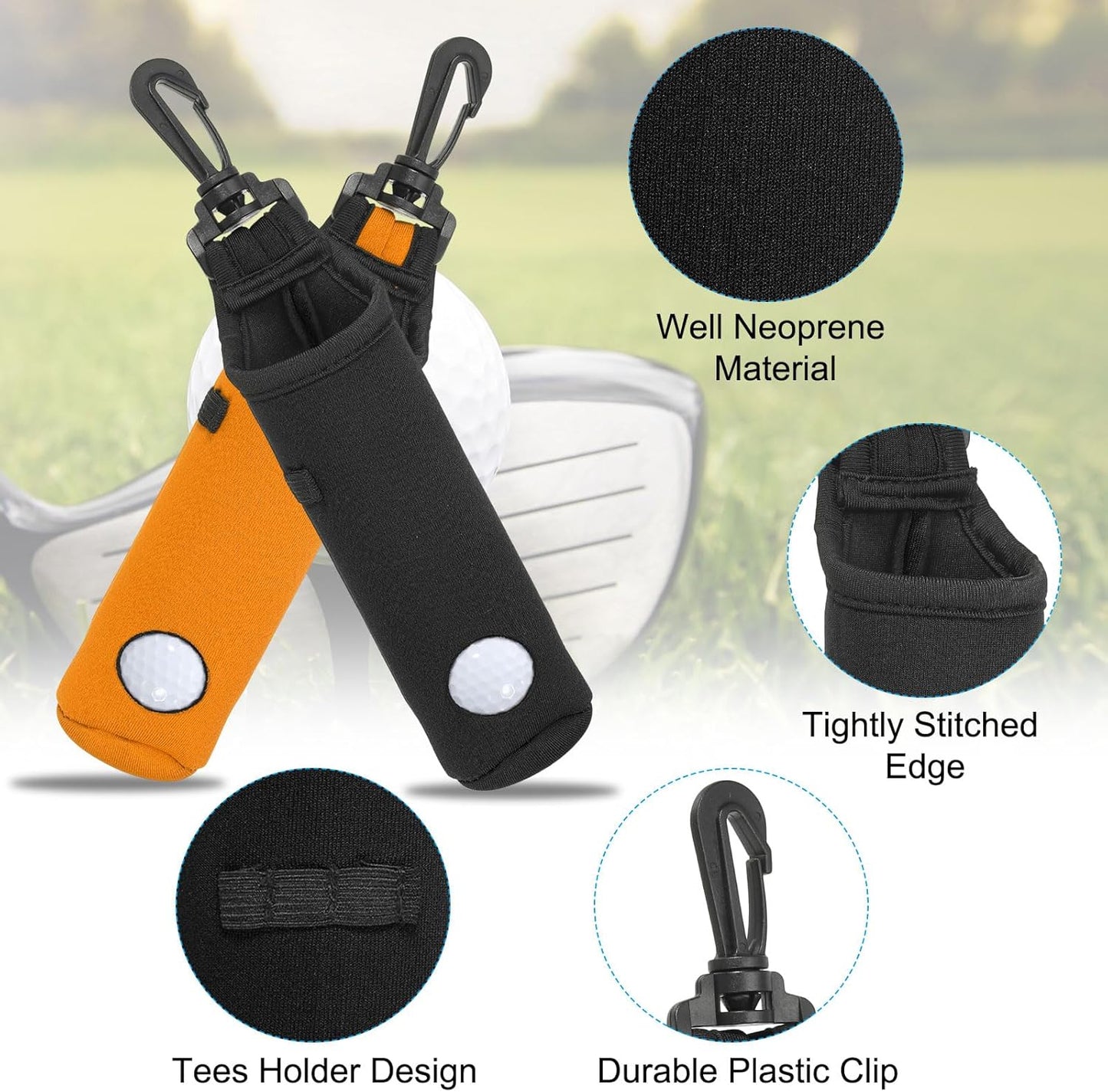 PATIKIL Golf Ball Carry Bag, Golf Tee Holder Pouch Portable Neoprene Golf Ball Holder with Clip for Men and Women Storage Gifts