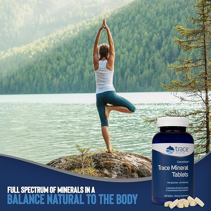 Trace Minerals ConcenTrace Trace Mineral Tablets - Supplement for Bone & Joint Support - Aids Hydration & Electrolyte Restoration - 300 Tablets (100 Servings)