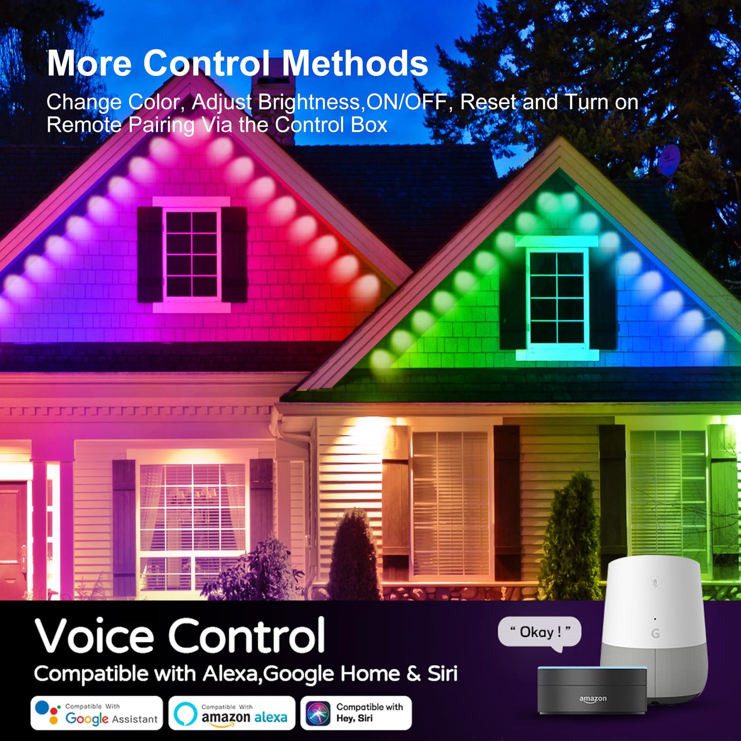 Umidkin Permanent Outdoor Lights  100Ft Rgb Outdoor Christmas Lights With 72 Led Lights  Ip67 Waterproof Led Eaves Lights With Diy Scene Modes For Halloween Decor  Smart App & Remote Control