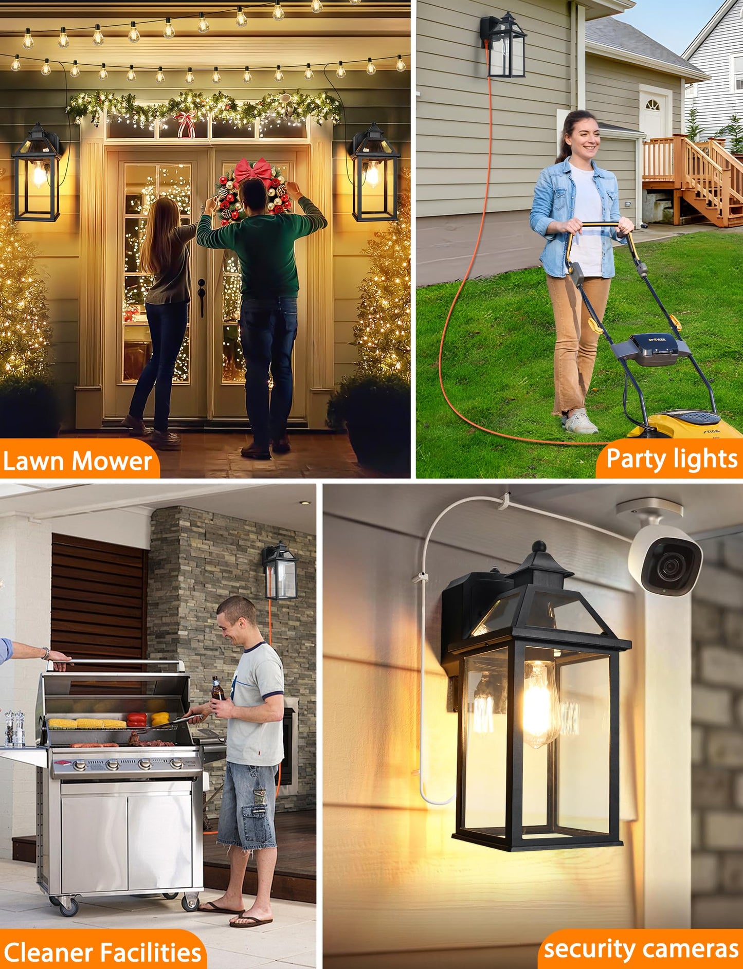 Porch Light With Gfci Outlet  14 Large Dusk To Dawn Outdoor Lights For House  Waterproof Exterior Lighting Fixtures  Black Anti-Rust Outside Wall Mount Sconce For Patio Front Door Entryway  E26