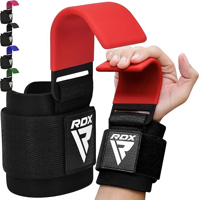 RDX Weight Lifting Hooks for Deadlifting (Pair) - 600Lbs Capacity - 8MM Neoprene Wrist Support Wraps - Grip Enhancer for P...