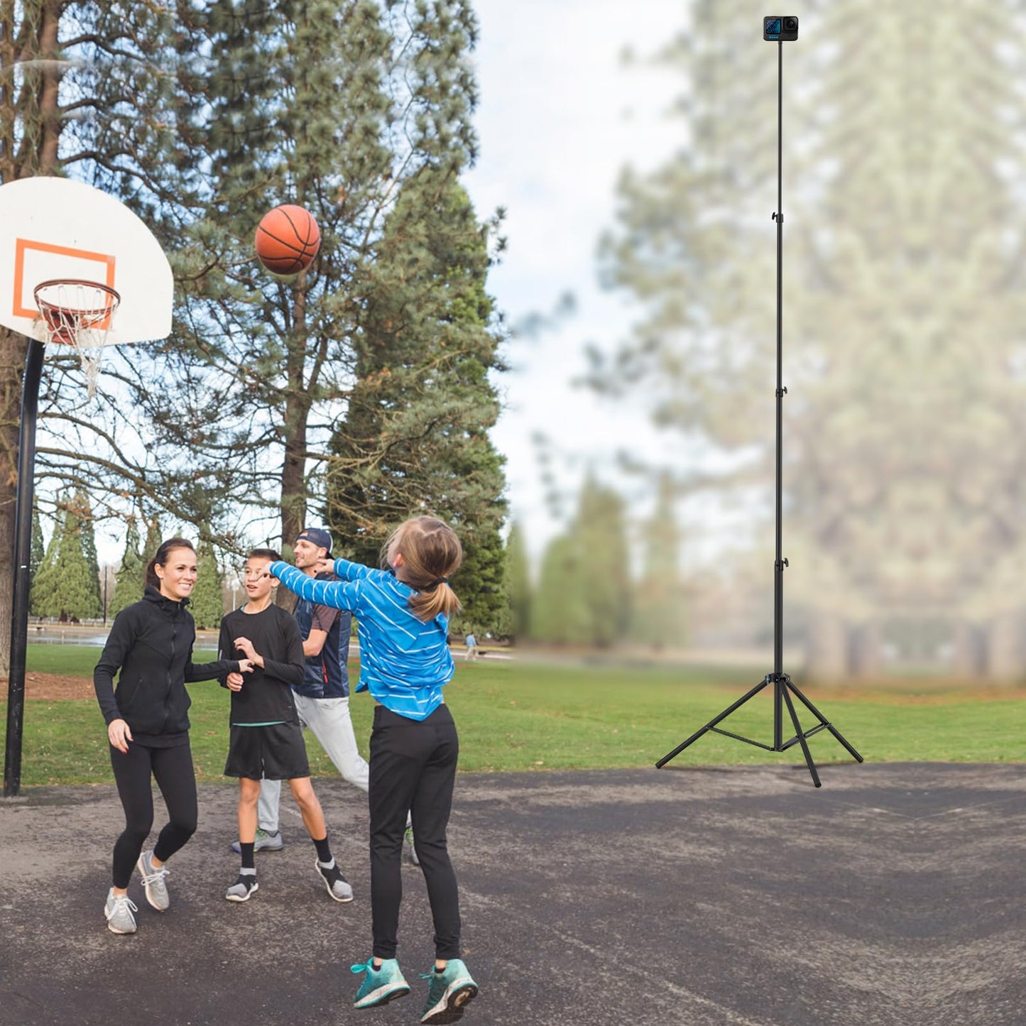 20FT/6M Tripod Stand - Heavy Duty Tripod Stand - Tall Tripods Air-Cushioned Telescoping Light Stand for Photography Overhead Shots, Action Camera, Sports(Aluminum Alloy)