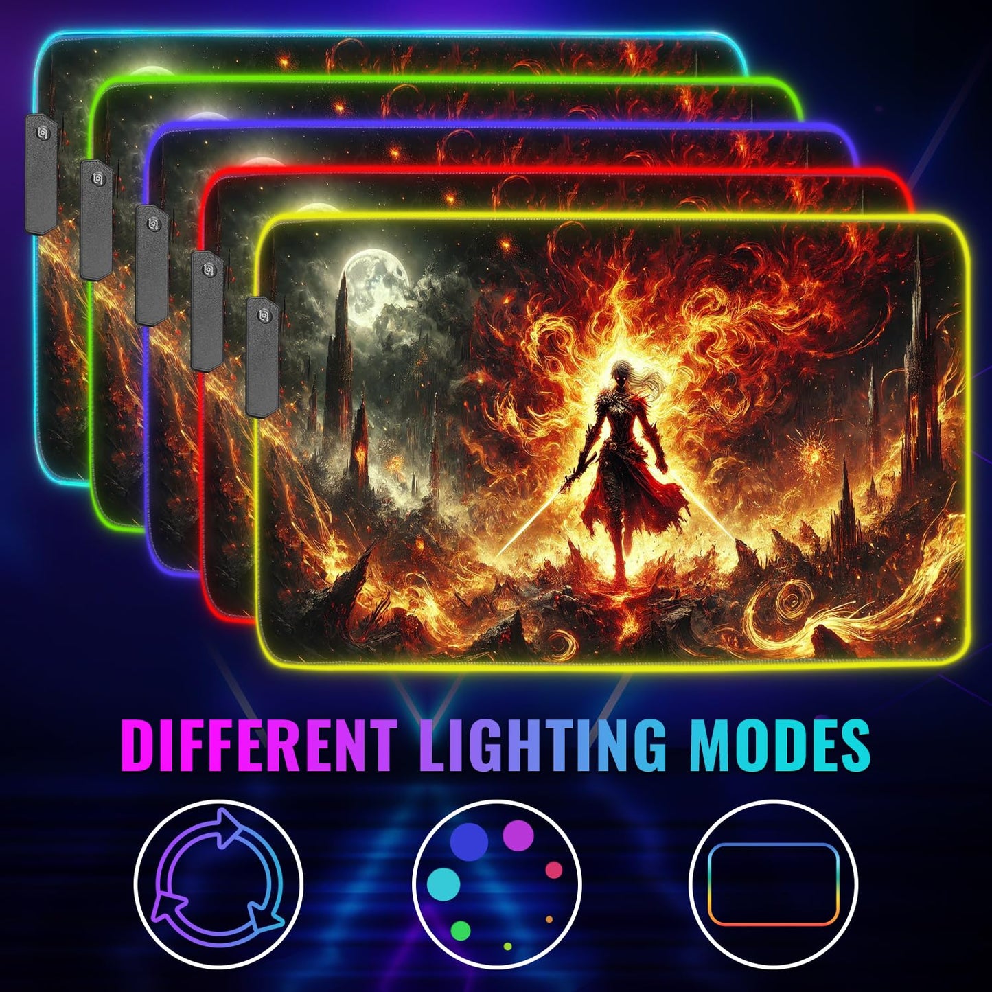 Nexus Elite Gaming Mouse Pad - Desk Mat Gaming Mouse Pad , Medium Extra Large Extended Big Long Huge XL XXL and XXXL RGB LED Light Mousepad For a Computer , PC Mats Mousepads Hellfire Crusader