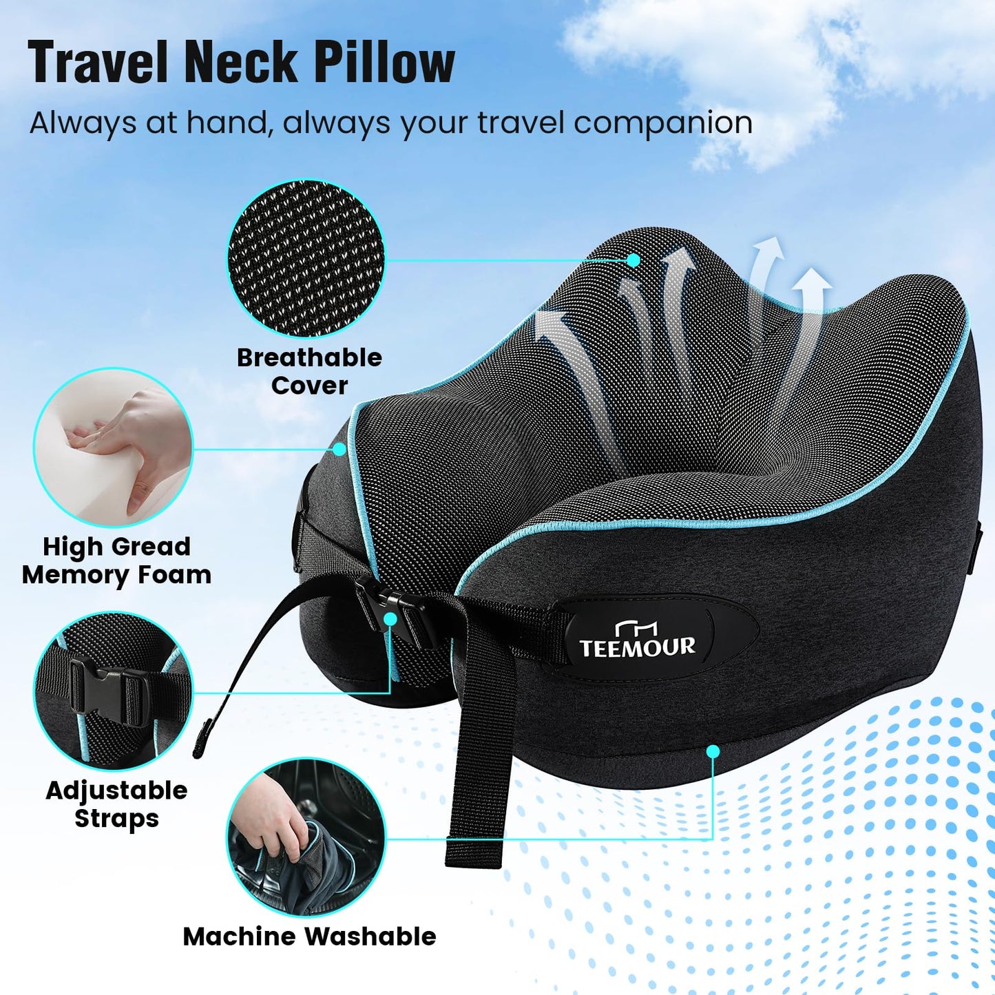 Neck Pillow for Traveling, Travel Neck Pillow for Airplane Memory Foam Travel Pillow for Flight Headrest Sleep with 360° Support Portable, Travel Essentials Birthday Gifts for Women Men Mom Dad