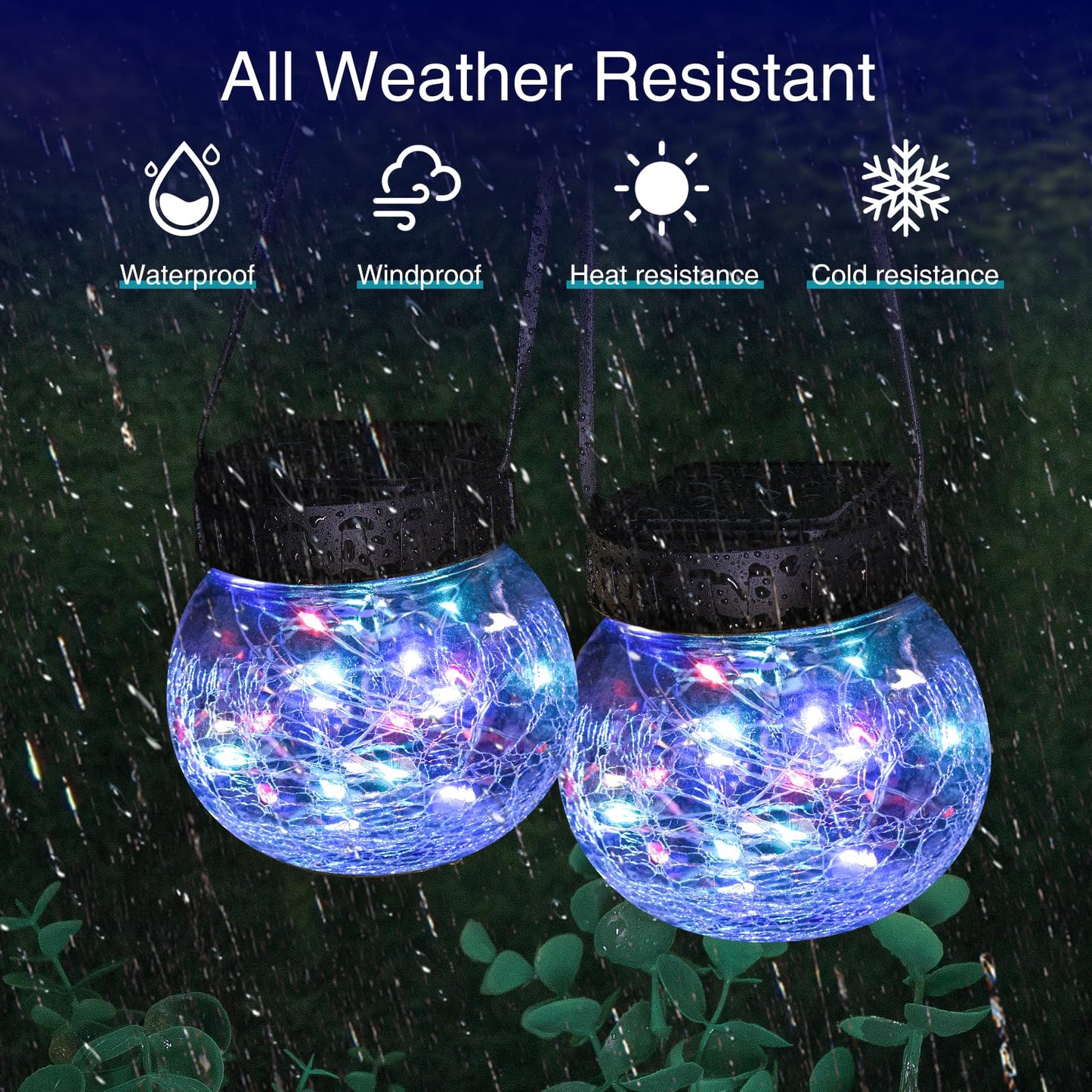 Kolpop 2 Pack Solar Lantern Outdoor Lights  Multi-Coloured Solars Lanterns With 30 Led   le Glass Ball Waterproof Hanging Solar Lights For Garden Decor Patio Fence Yard Christmas Tree Decoration