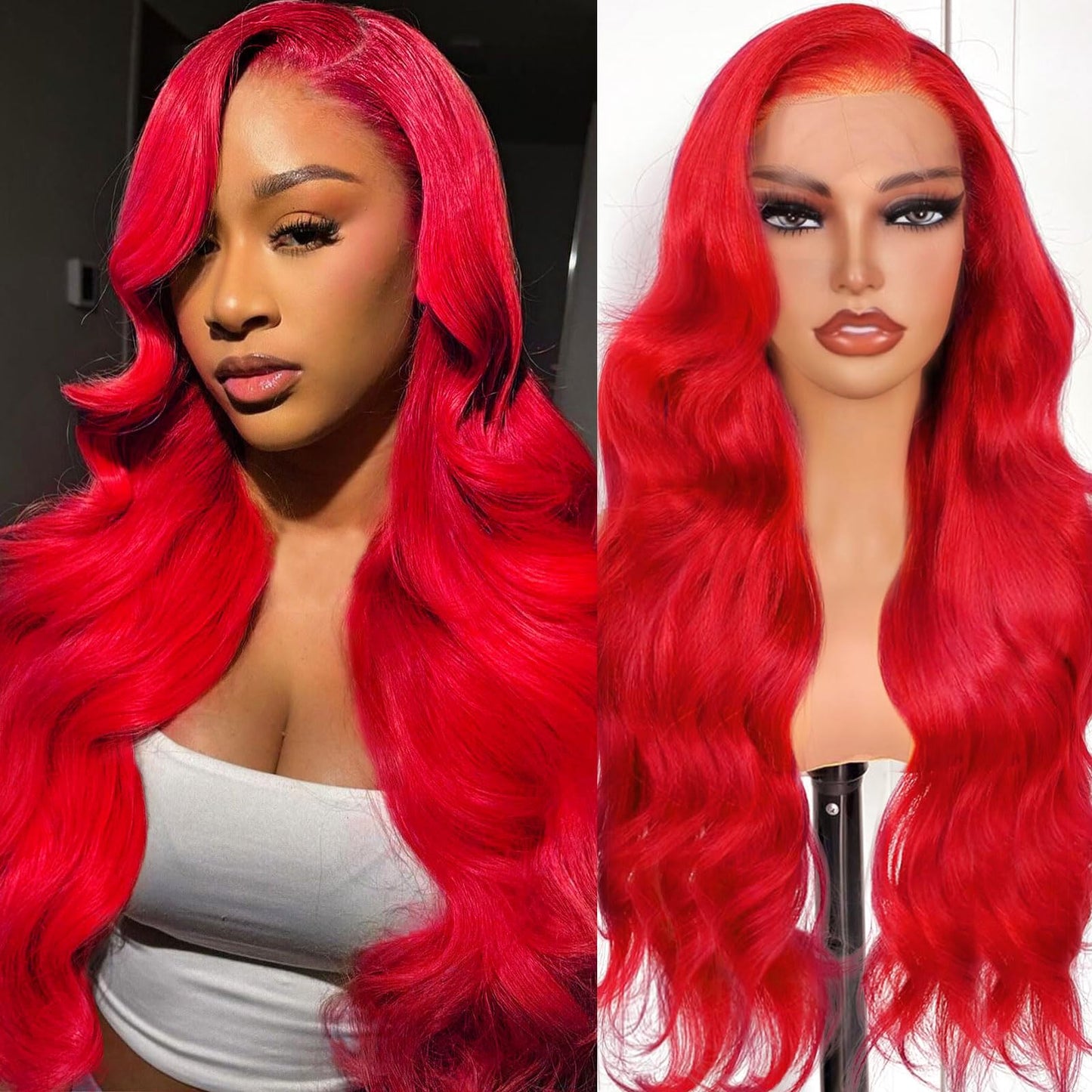 Shciyair 26 Inch Red Wig Human Hair 200 Density Body Wave Human Hair Wig Colored 13x4 Red HD Lace Front Wigs Human Hair Pre Pluc