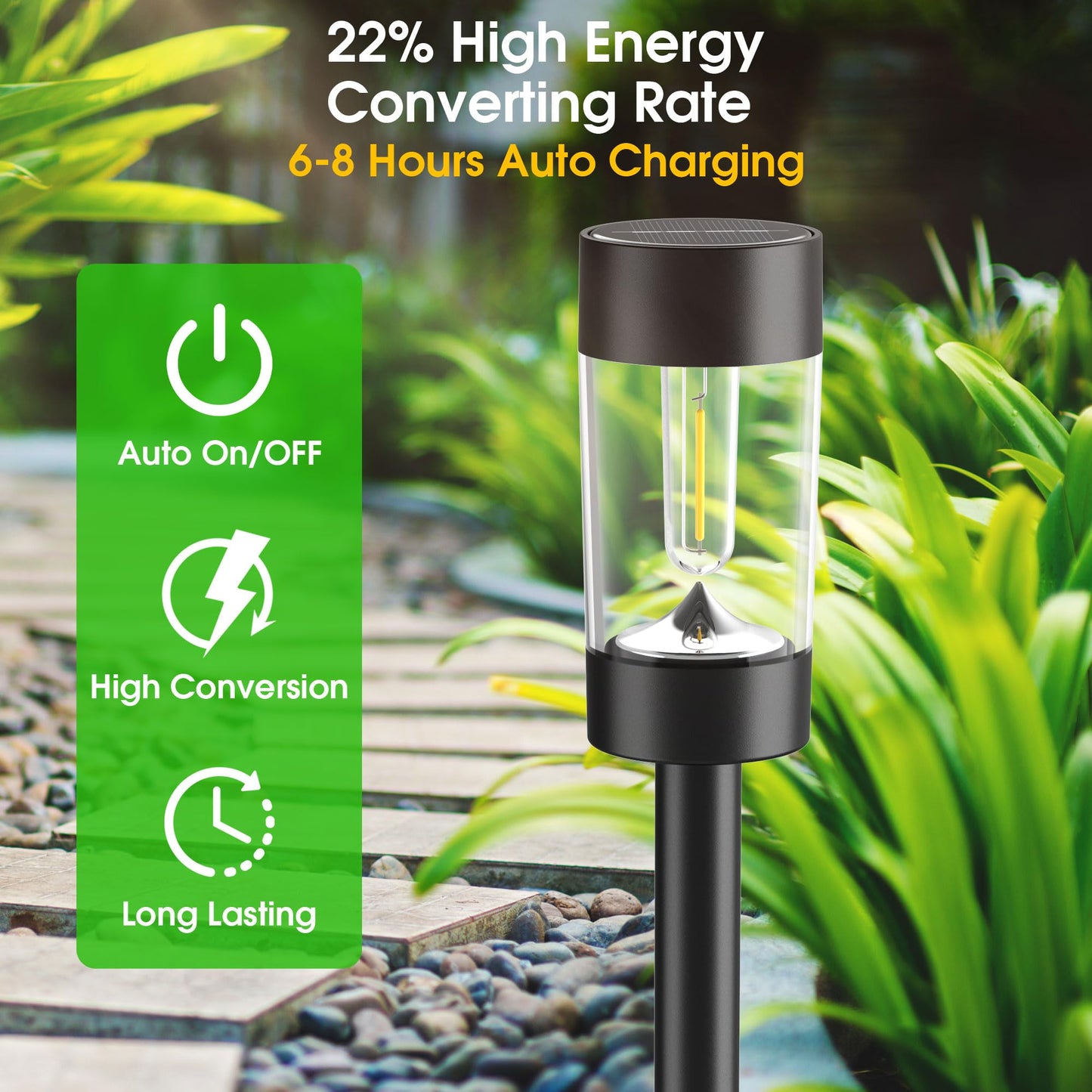 Eyrosa Solar Lights Outdoor  12 Pack Waterproof Solar Landscape Lighting For Pathway Garden Yard Path Walkway Driveway Lawn Patio Outside Decor  Cool White