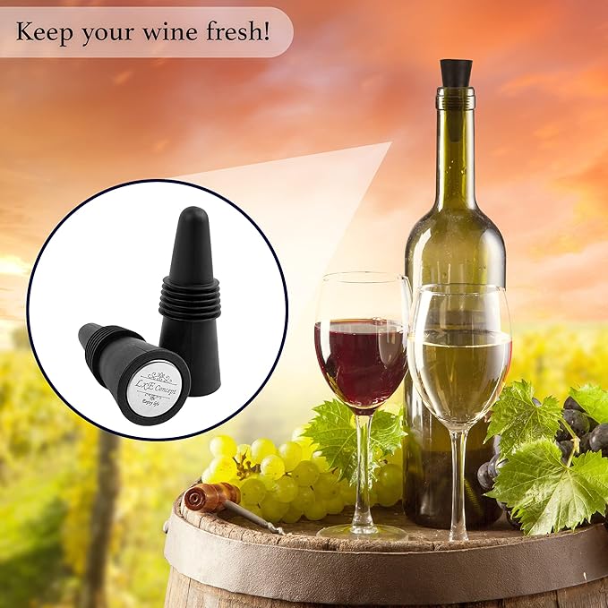 Champagne Stoppers for Sparkling Bottle Sealing - Saver Accessories Toppers for Wine Napa Moet Bottega - Cone-shaped wine stoppers and Dual-sided Stainless Steel Cover Bottles Set (Pink 2 & 2)