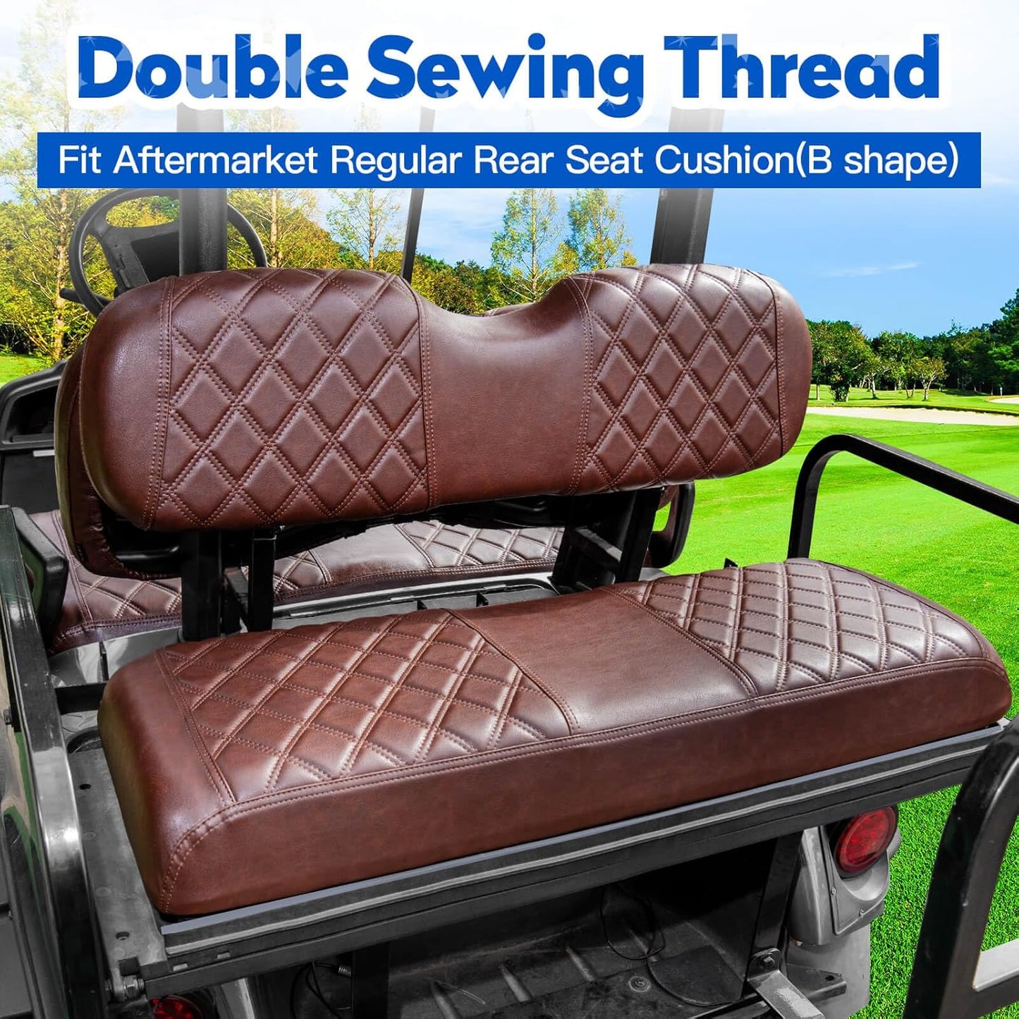 NOKINS 4PCS Golf Cart Seat Covers Kit, Front and Rear Seat Covers Fits Club Car DS Pre-2000 Standard Seat Cushion, Club Car DS Vinyl Seat Covers Accessories(Brown and Brown 8438)