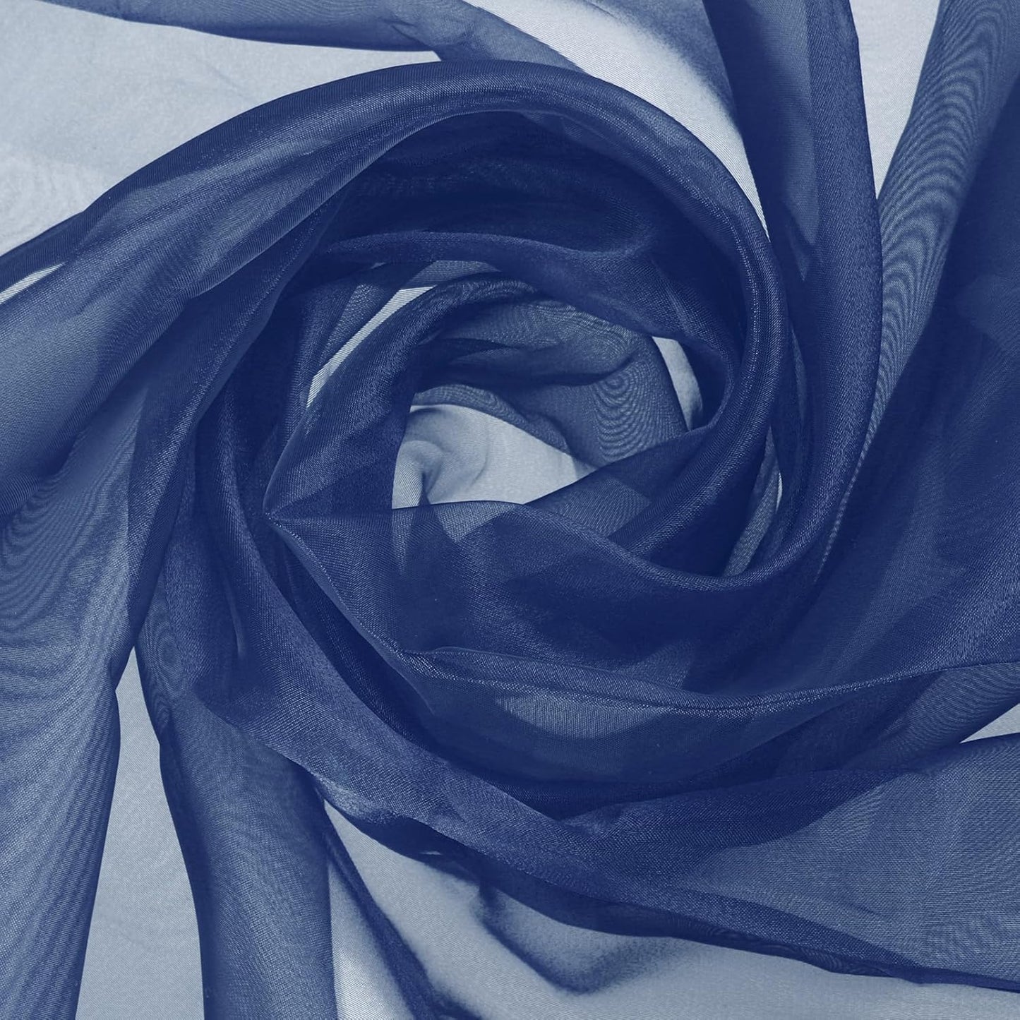 MECCANIXITY Iridescent Sheer Organza Fabric, 10 Yards x 59 Inches Solid Holographic Shiny Fabric Organza Cloth for Wedding, Curtains, Costume, Photo Background, Navy Blue