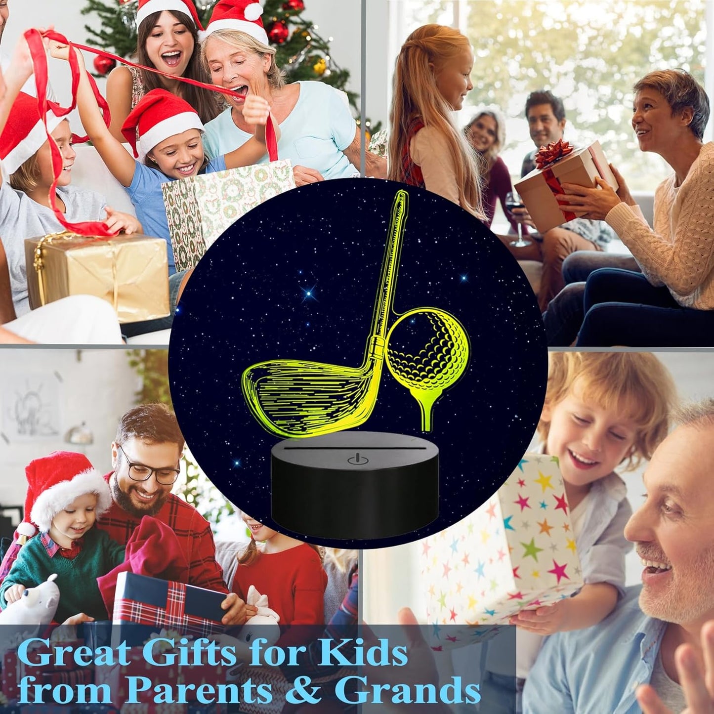Golf Night Light, Golf Club Gifts, 3D Illusion Lamp with 16 Colors Changing, Timer, 4 Flash Modes and Dimmable, Men Boys Girls Room Decoration, Holiday Xmas Gifts