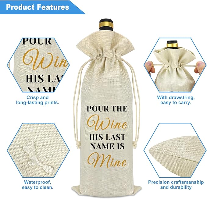 Engagement Gifts for Her Wine Bag Newly Engaged Gifts Wedding Gift for Mr and Mrs Wine Gift Bag With Drawstring Fiance Fiancee Gift Bachelorette Party Bridal Shower Gift for Bride Wine Bottle Bag