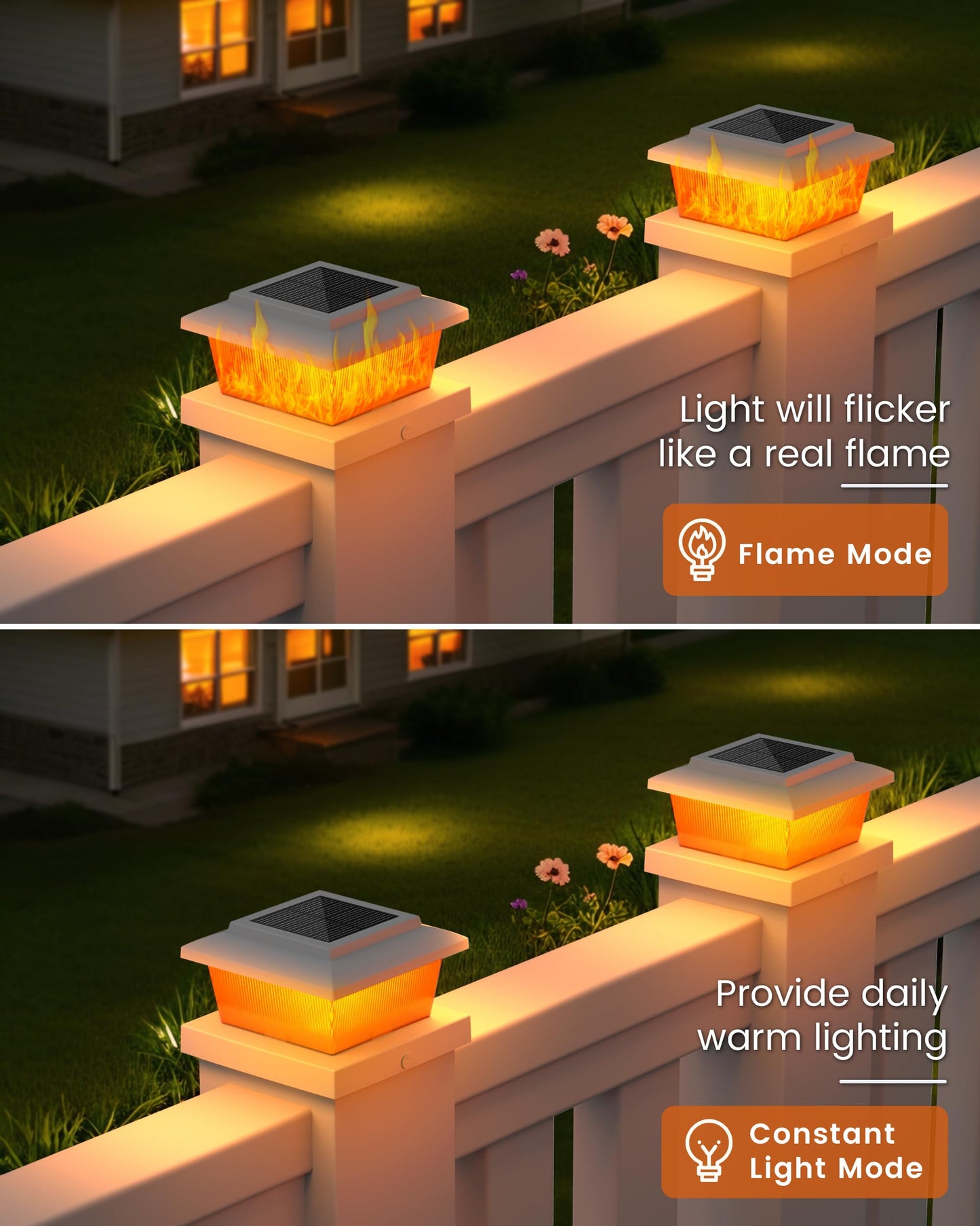 Volisun Solar Fence Post Lights 12Pack  White Solar Deck Post Cap Flame Light Outdoor Waterproof  High Brightness Flickering Flame Smd Led Lighting  For 4X4 Wooden/4X4 5X5 Vinyl Post