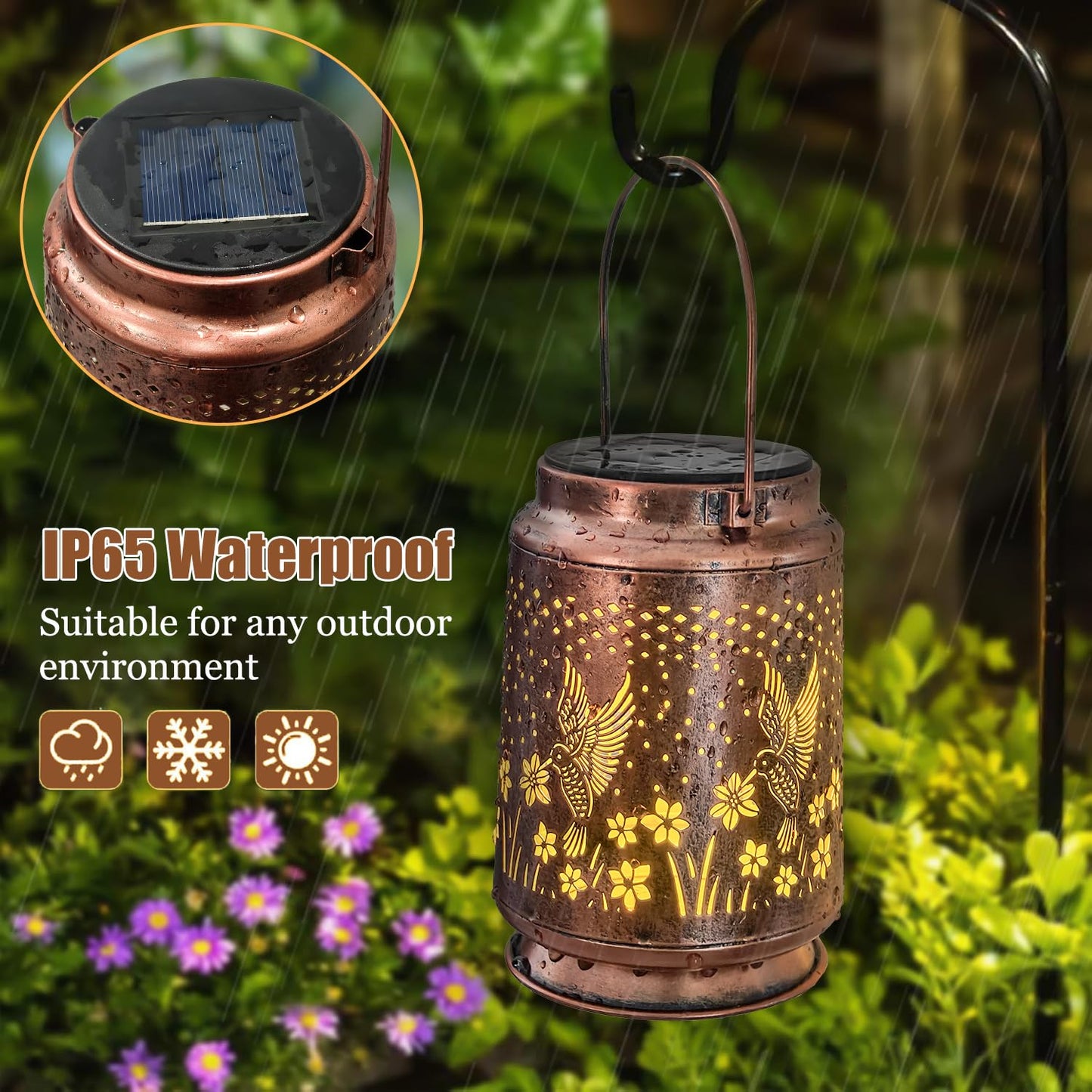 Azeeboi Hummingbird Solar Lanterns Outdoor Light Waterproof Garden Decor Gifts For Women Mom Grandma Hanging Solar Lights  Yk-24081H