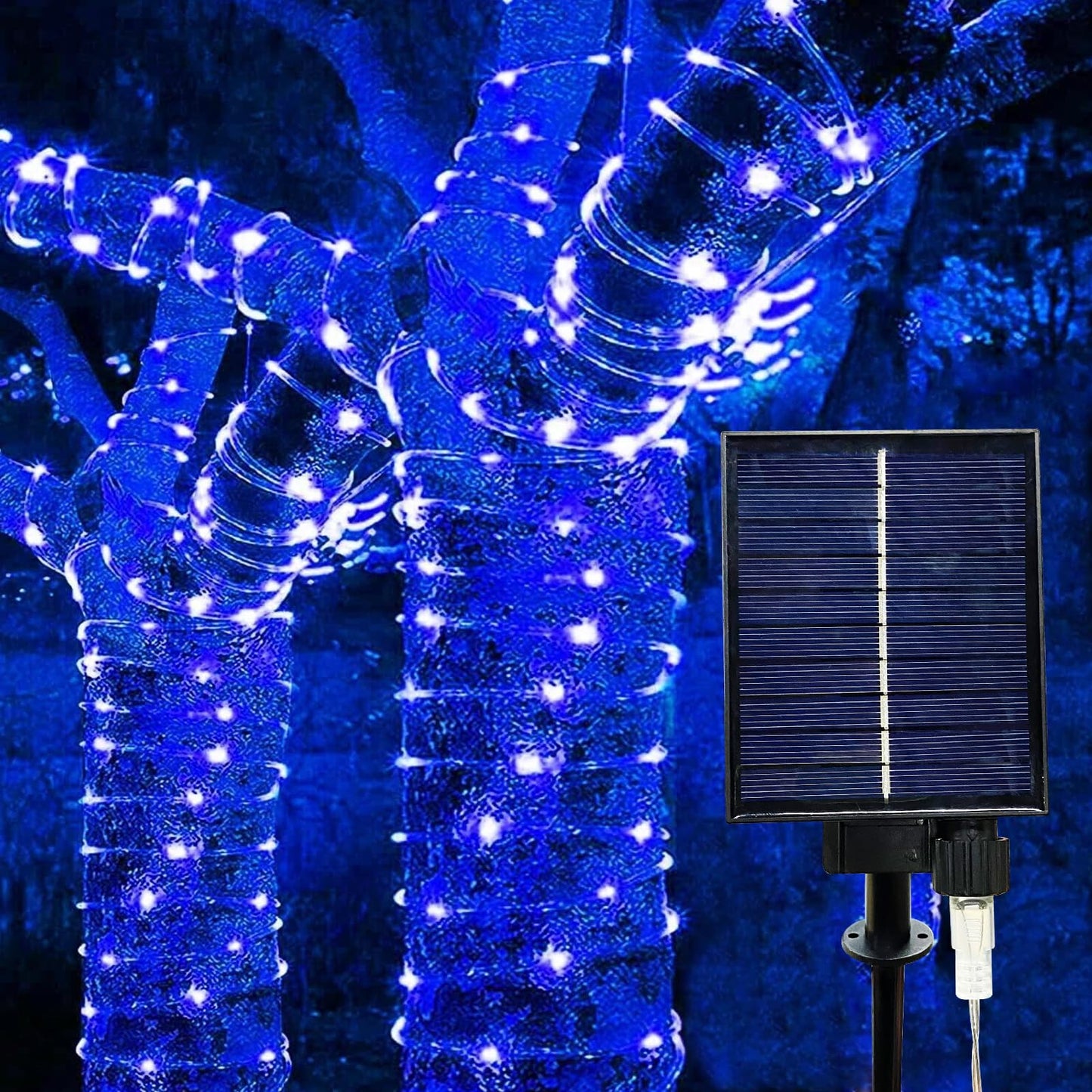 LiyuanQ 300 LED Solar Rope Lights Outdoor Waterproof Fairy Lights 99 FT Blue FS-D100