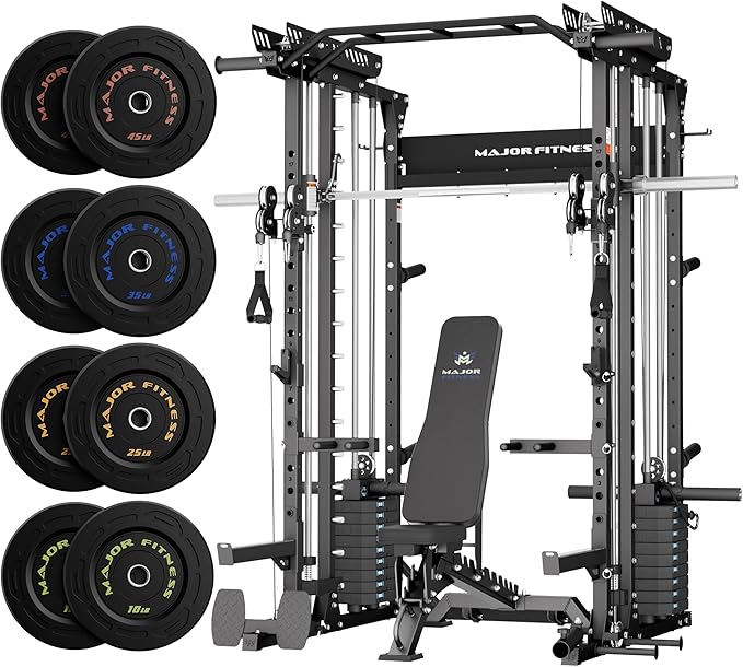 Major Fitness Drone MAX V Smith Machine with Weight Stacks, All-in-One Home Gym Squat Rack--2500LB Capacity, Dual LAT Pul...